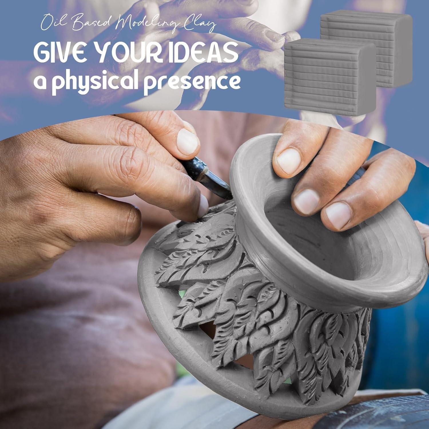 Kit de Arcilla de Modelado Feifeiya 900g Gris con Herramientas