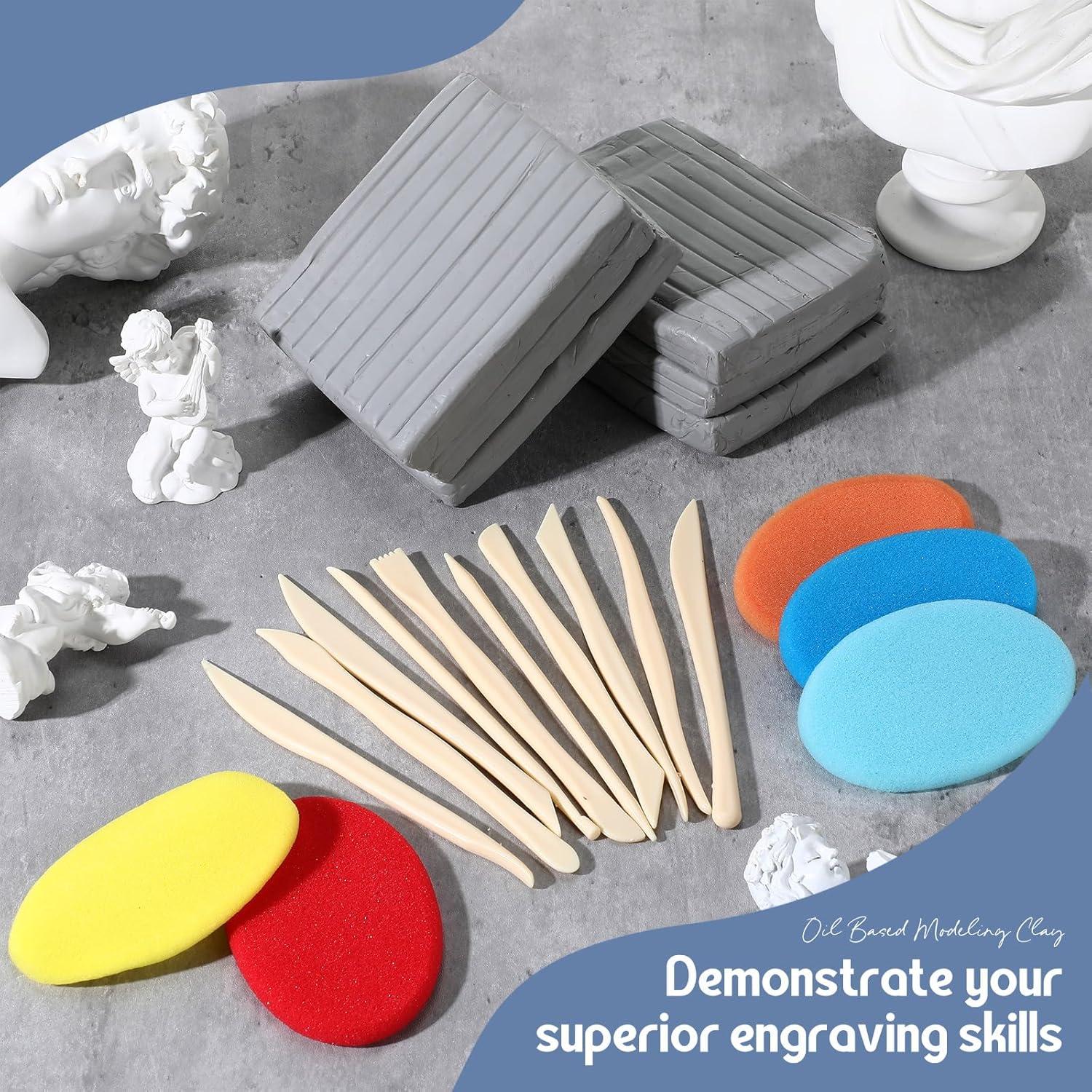 Kit de Arcilla de Modelado Feifeiya 900g Gris con Herramientas