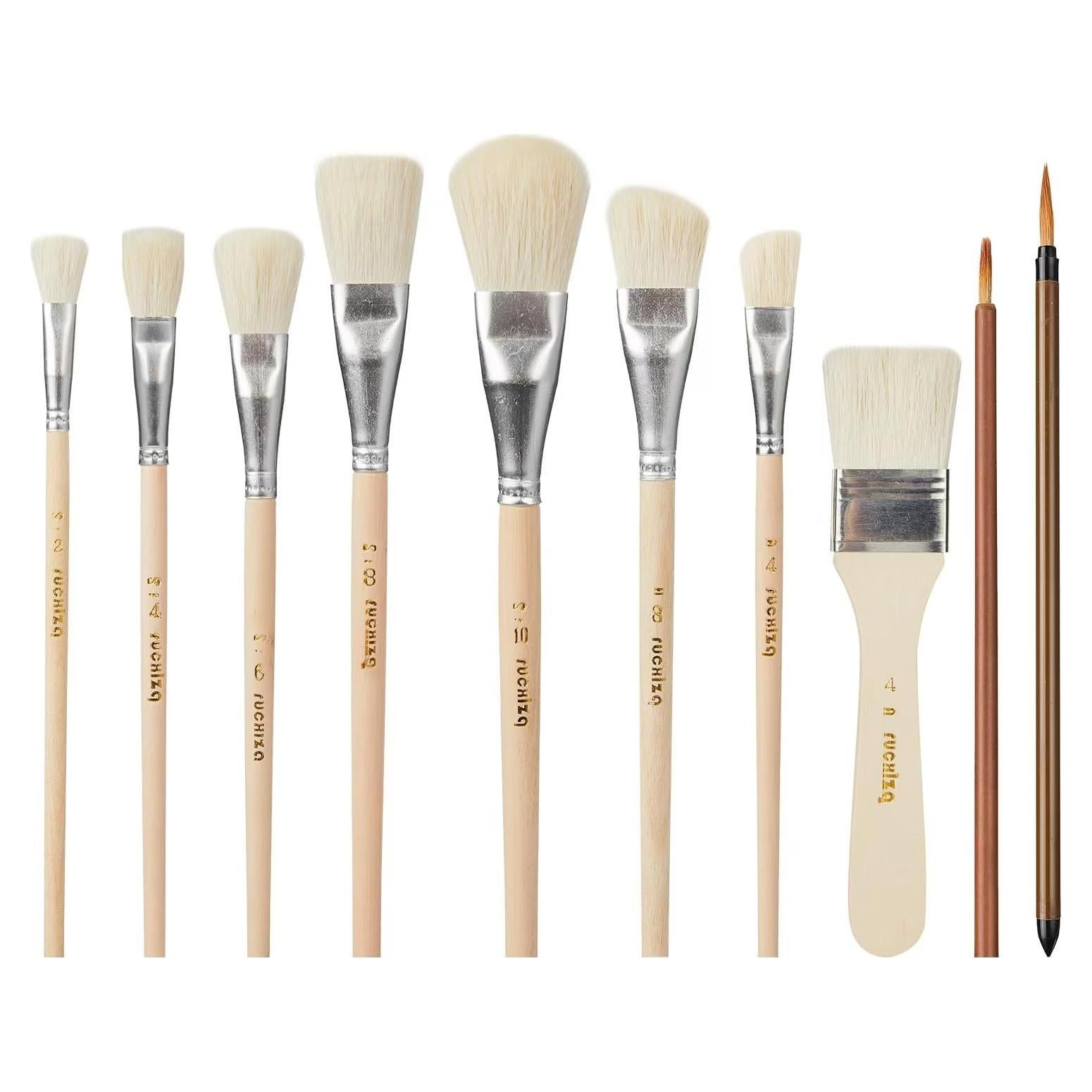 Juego de 10 Pinceles de Cerámica Arucxlzq - Pelo de Cabra