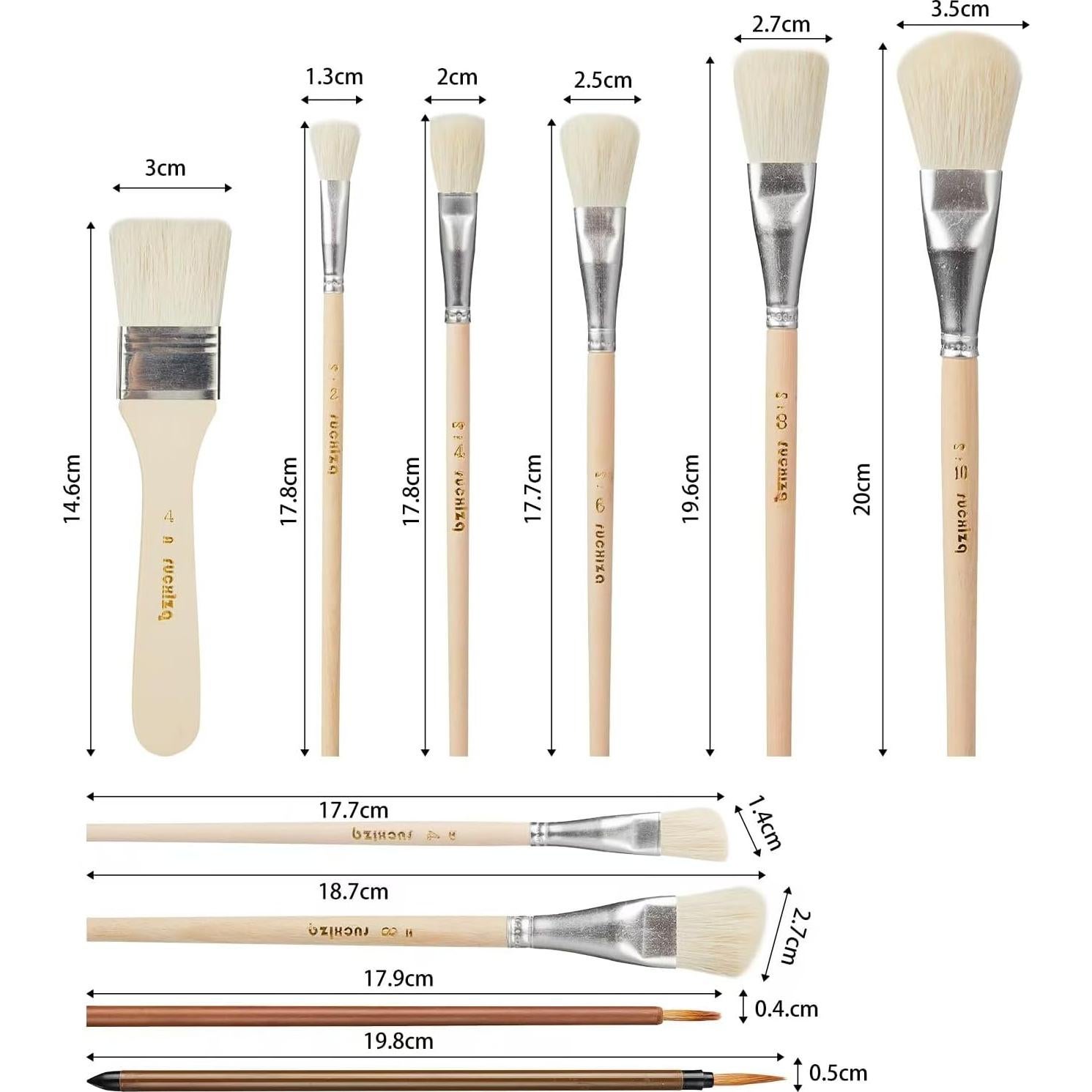Juego de 10 Pinceles de Cerámica Arucxlzq - Pelo de Cabra
