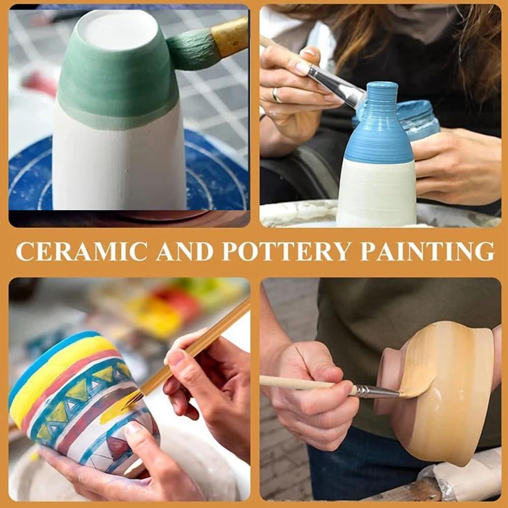 Juego de 10 Pinceles de Cerámica Arucxlzq - Pelo de Cabra