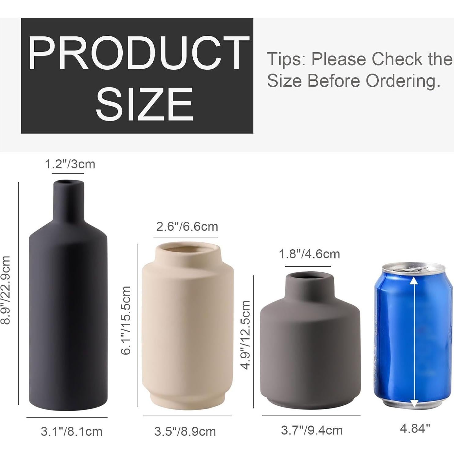 Juego de 3 Jarrones de Cerámica Mitt&Ditt Modernos 22.6 cm