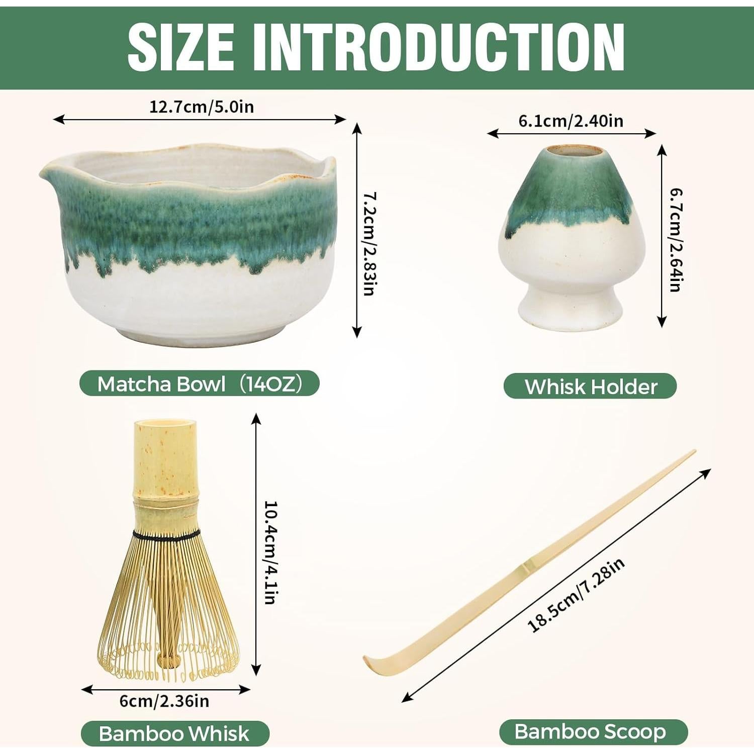 Juego de Matcha Roperu - Tazón Cerámico Hecho a Mano 4 Piezas