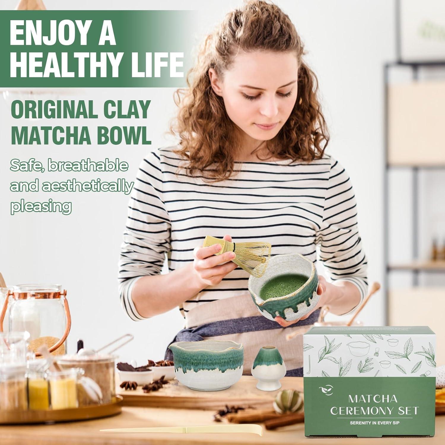 Juego de Matcha Roperu - Tazón Cerámico Hecho a Mano 4 Piezas