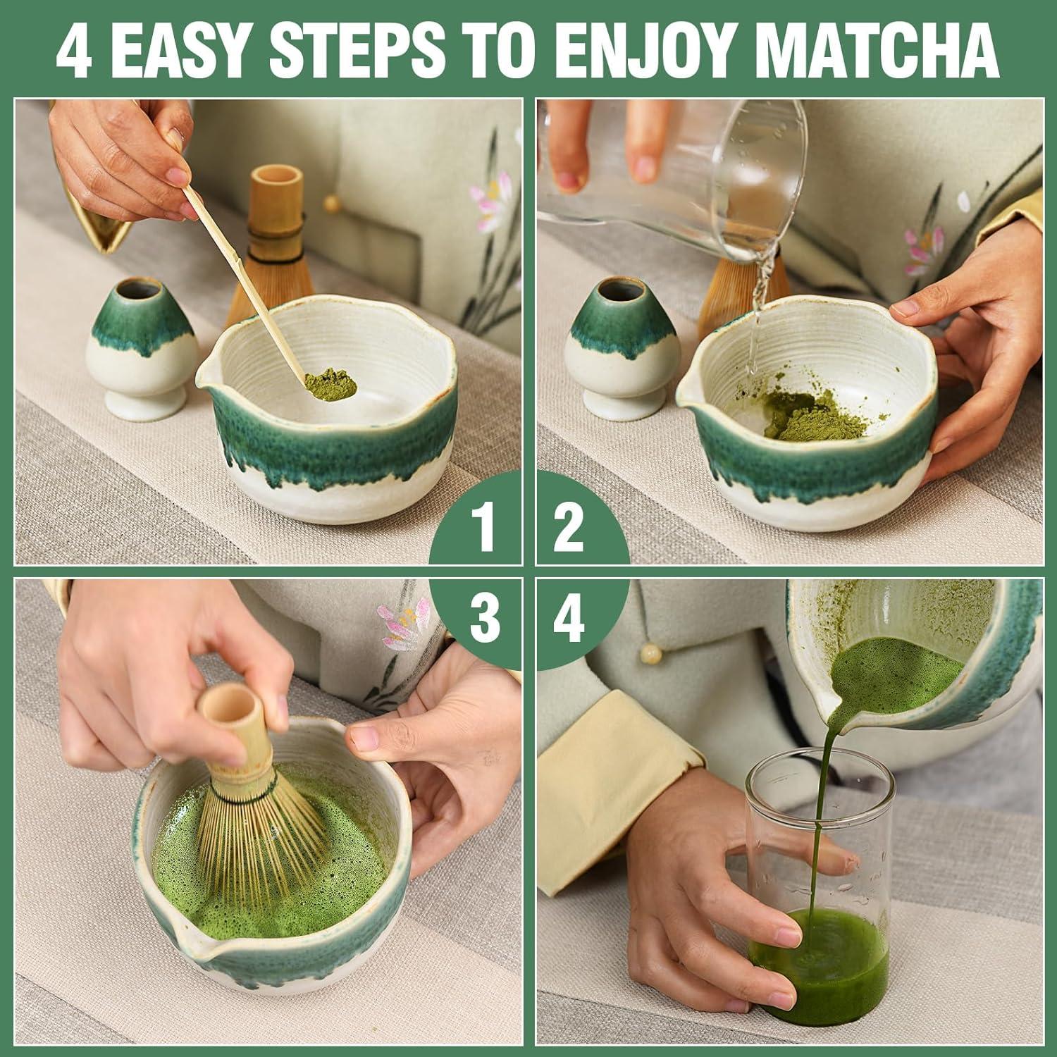 Juego de Matcha Roperu - Tazón Cerámico Hecho a Mano 4 Piezas