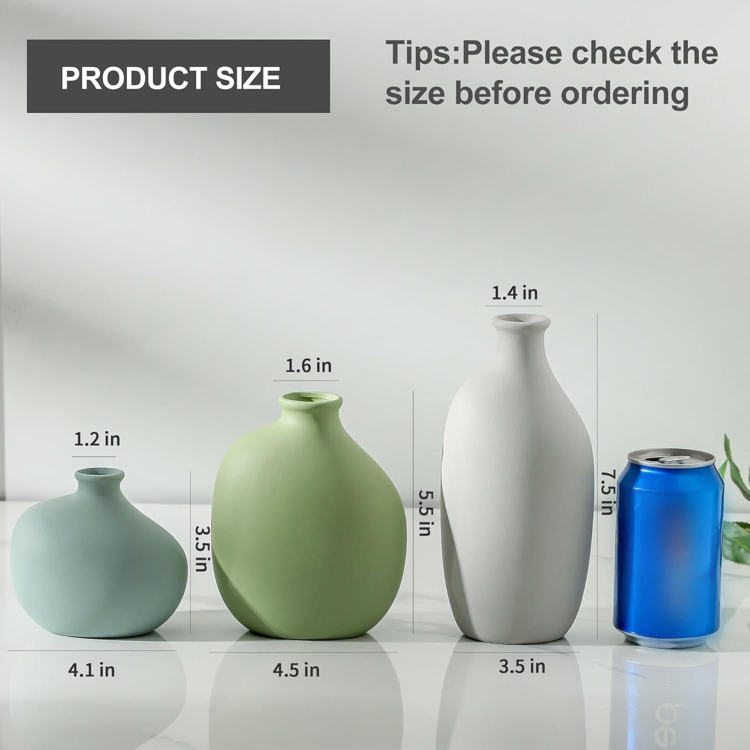 Juego de 3 Jarrones de Cerámica Enra - Decoración Hogar