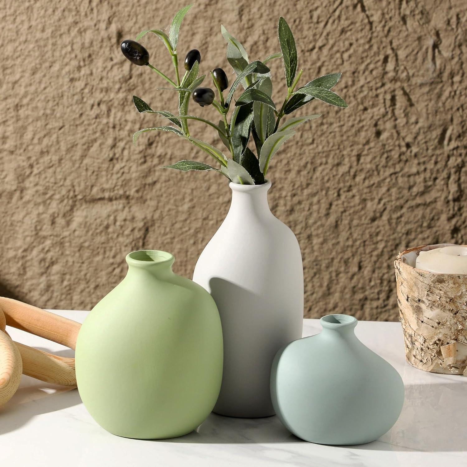 Juego de 3 Jarrones de Cerámica Enra - Decoración Hogar