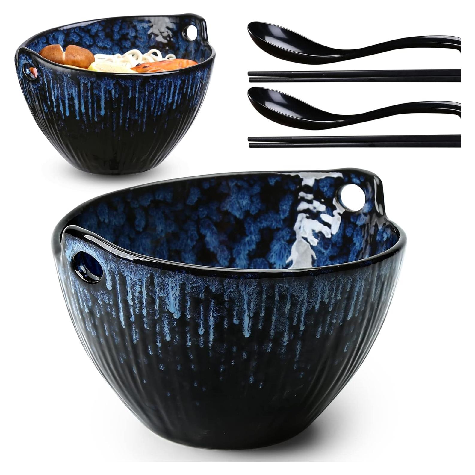 Juego de 2 Tazones de Ramen JH JIEMEI HOME Cerámica 17.78 cm