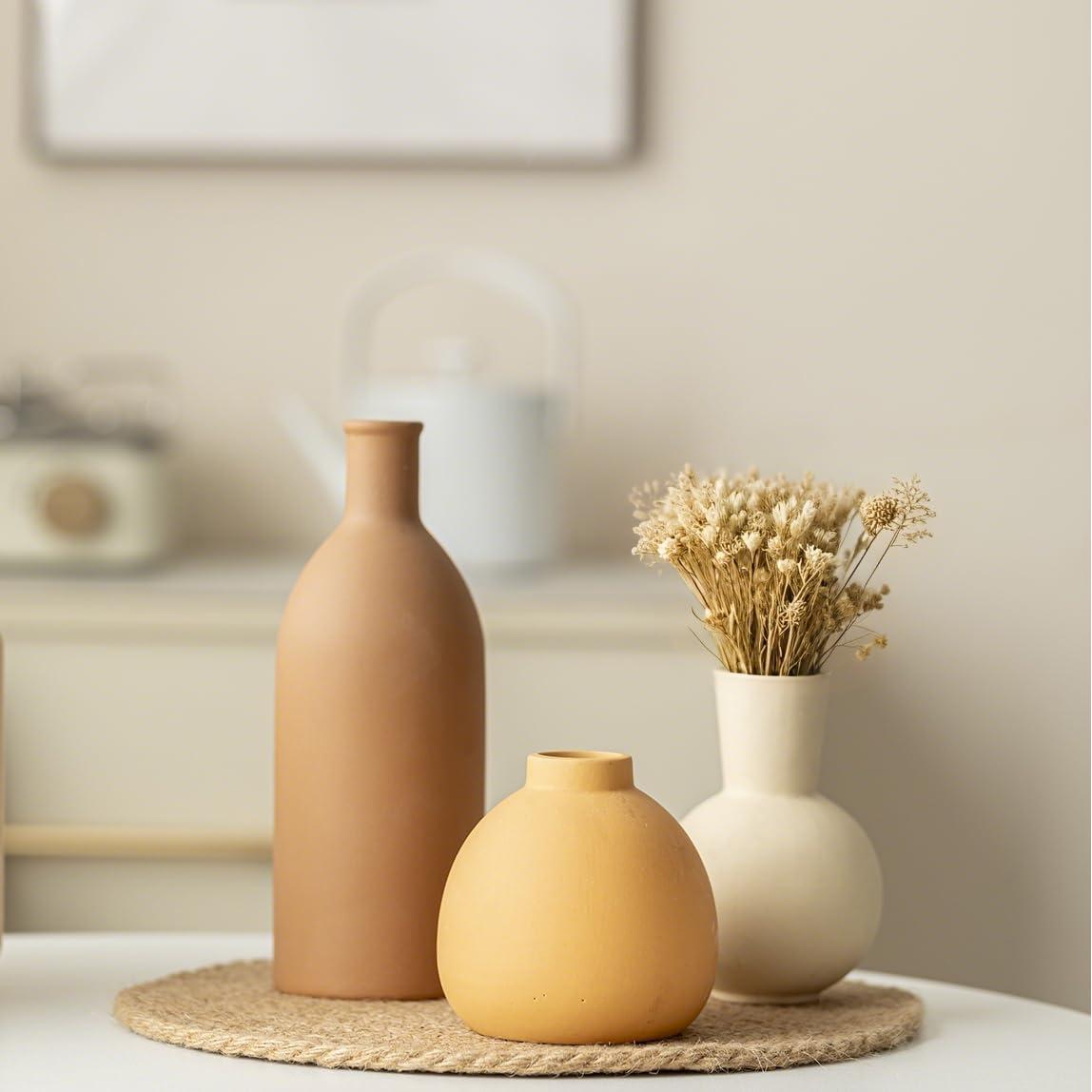 Juego de 3 Jarrones de Cerámica Vaurcesa Mate Modernos