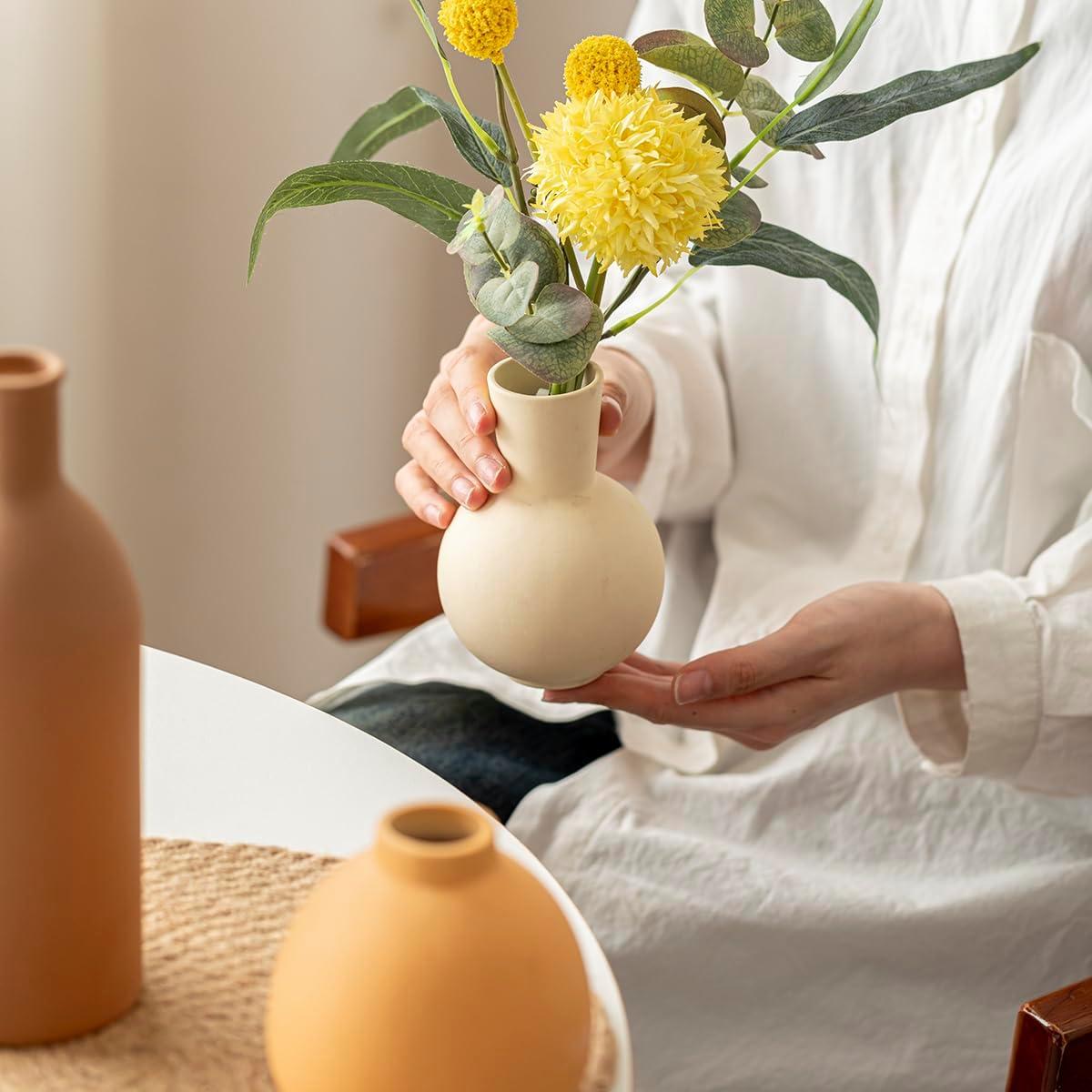 Juego de 3 Jarrones de Cerámica Vaurcesa Mate Modernos