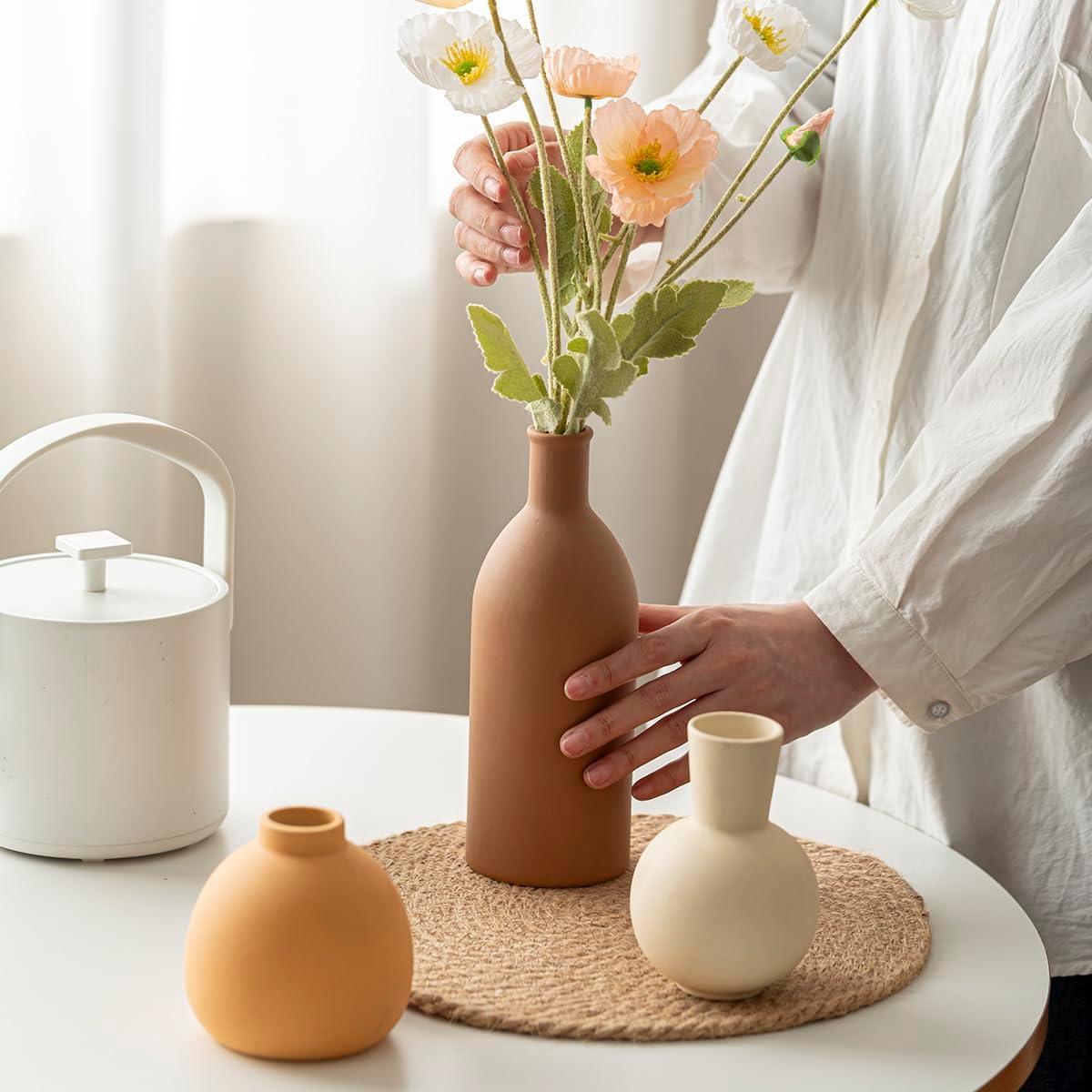 Juego de 3 Jarrones de Cerámica Vaurcesa Mate Modernos