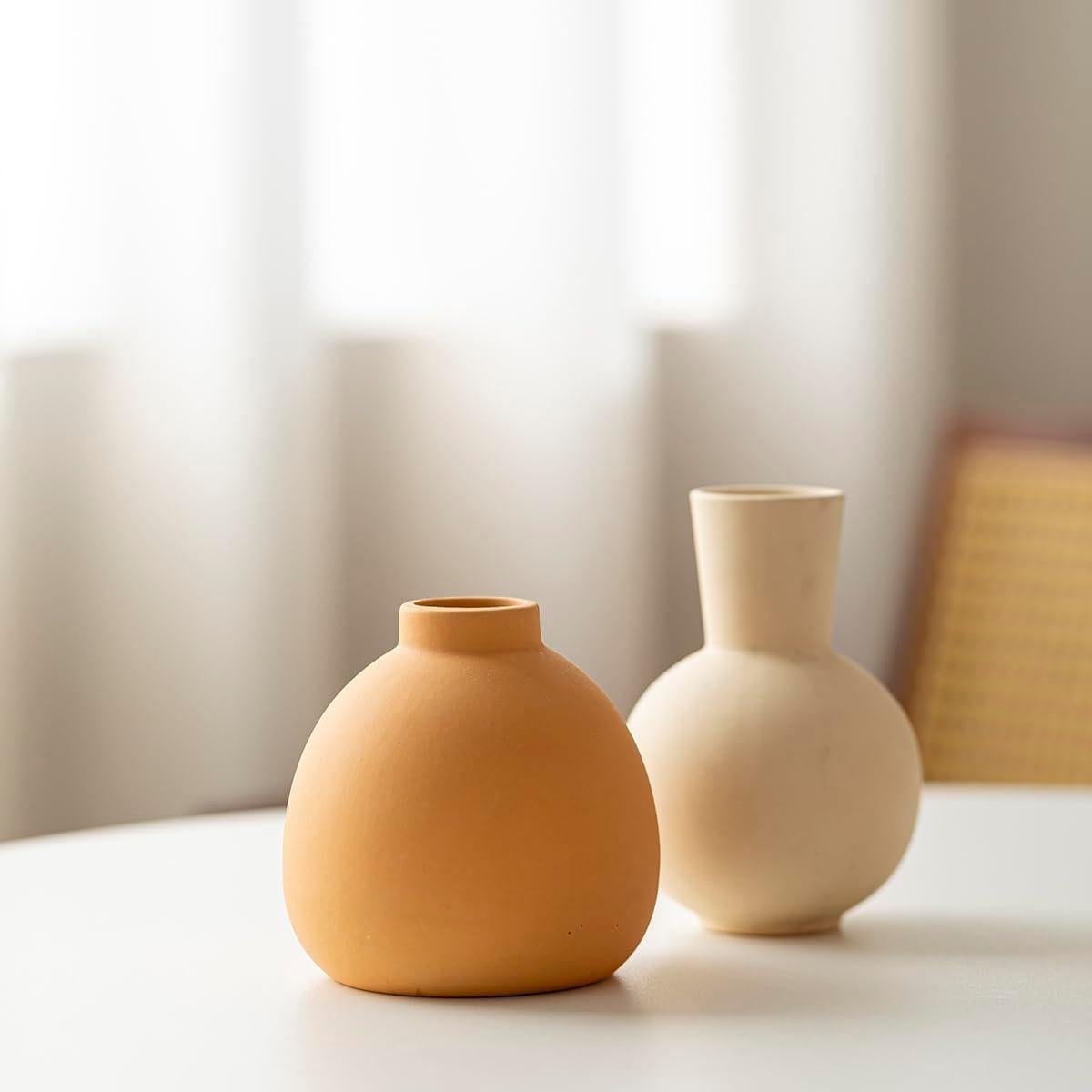 Juego de 3 Jarrones de Cerámica Vaurcesa Mate Modernos