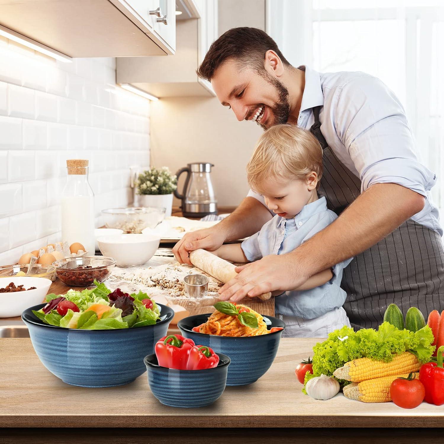 Juego de Cuencos de Mezcla Cerámica Hasense 3 Piezas Azul