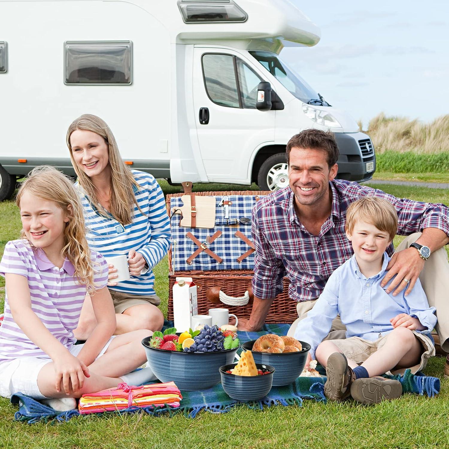 Juego de Cuencos de Mezcla Cerámica Hasense 3 Piezas Azul