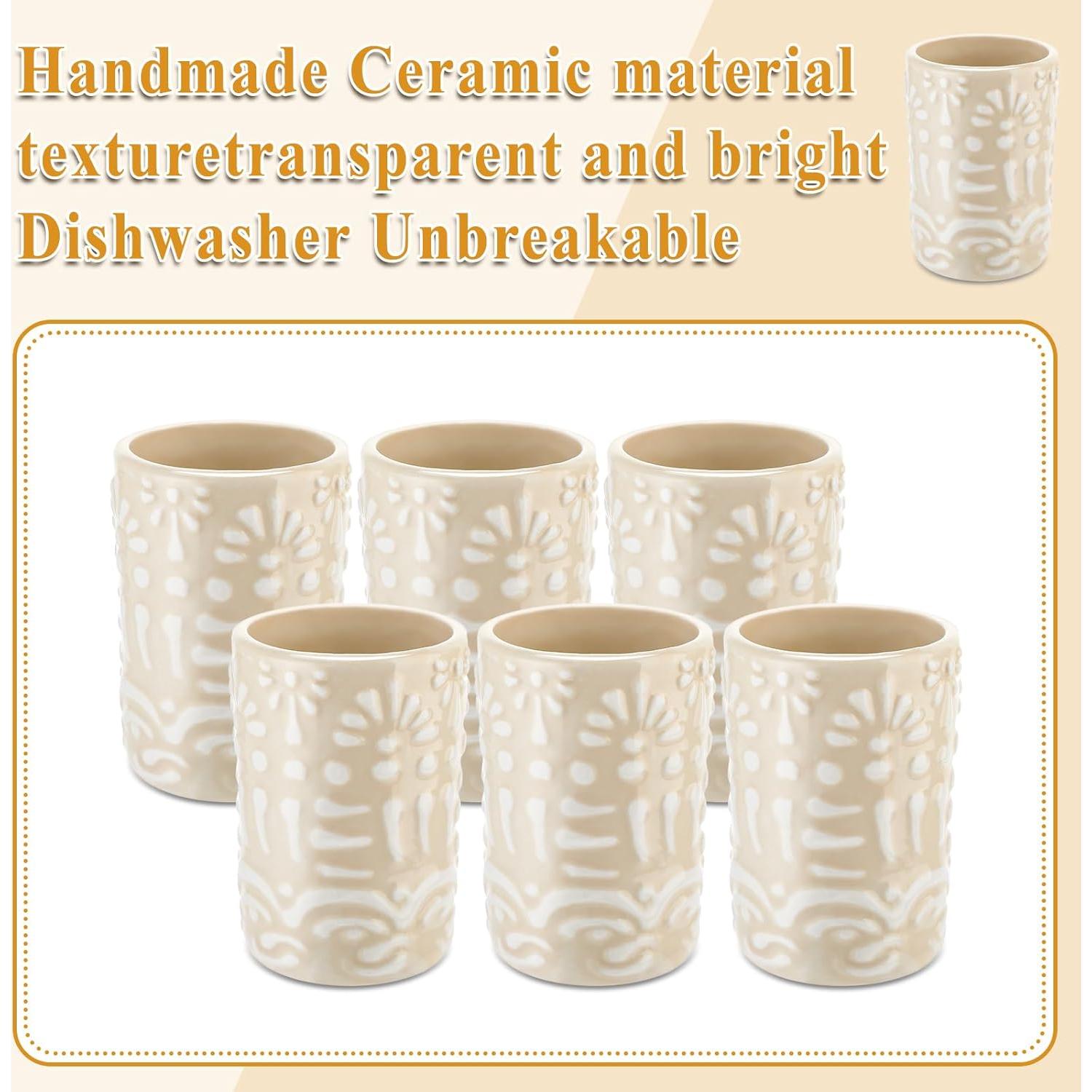 Juego de 6 Vasos de Tequila Roshtia Cerámica 2 oz Blanco