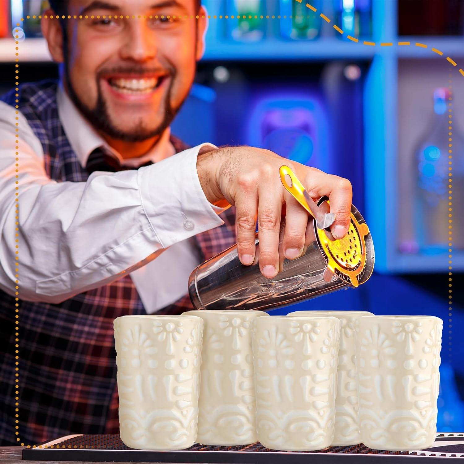 Juego de 6 Vasos de Tequila Roshtia Cerámica 2 oz Blanco