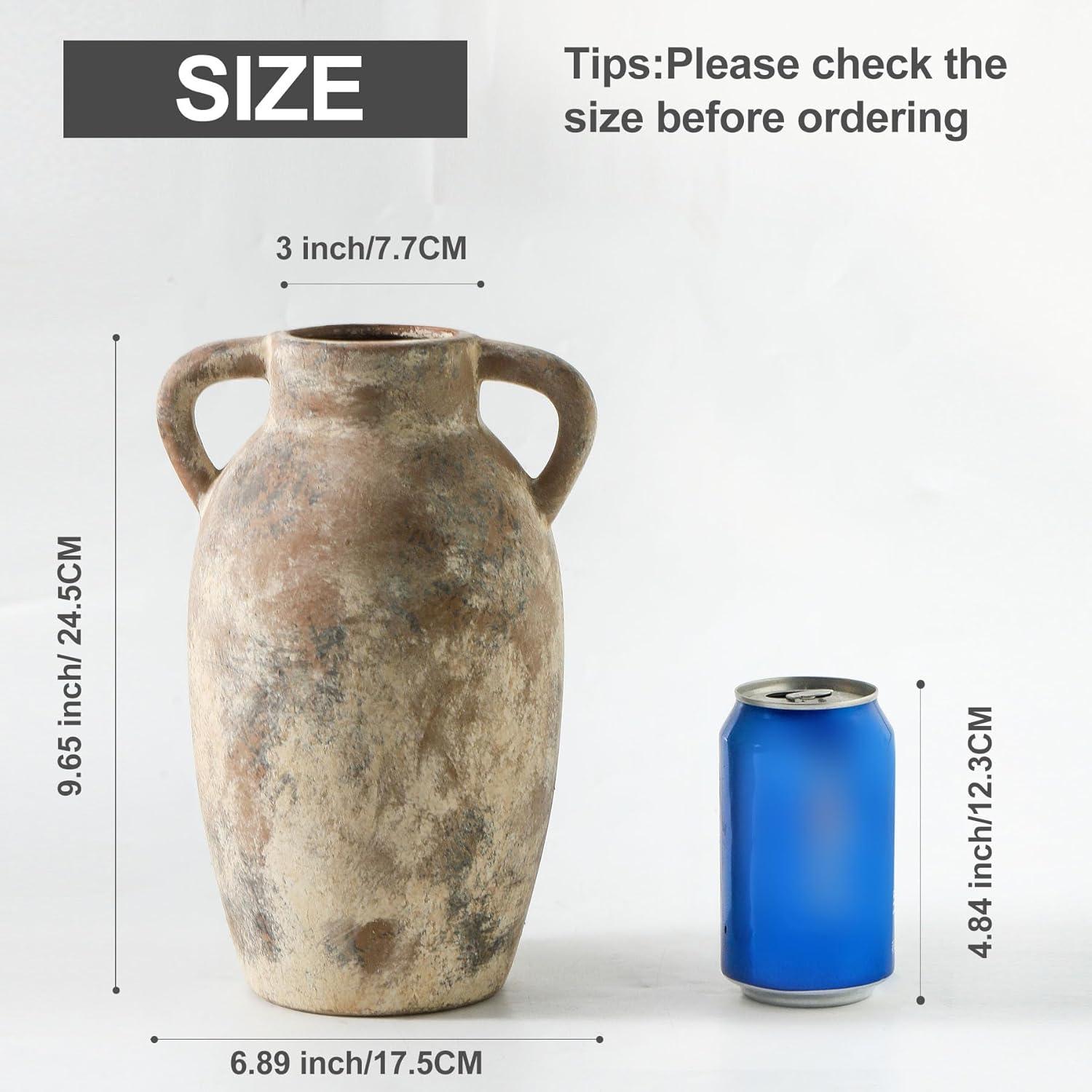 Jarrón Rústico de Cerámica Lyeec 24.4 cm con 2 Asas