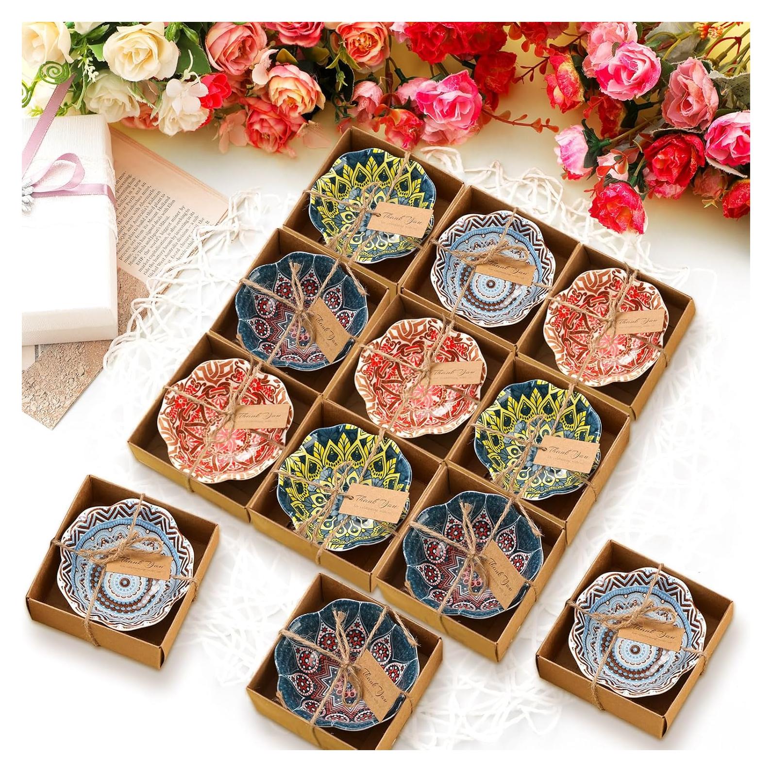 Juego de 12 Tazones de Cerámica Bohemios Yoande 8.4 cm