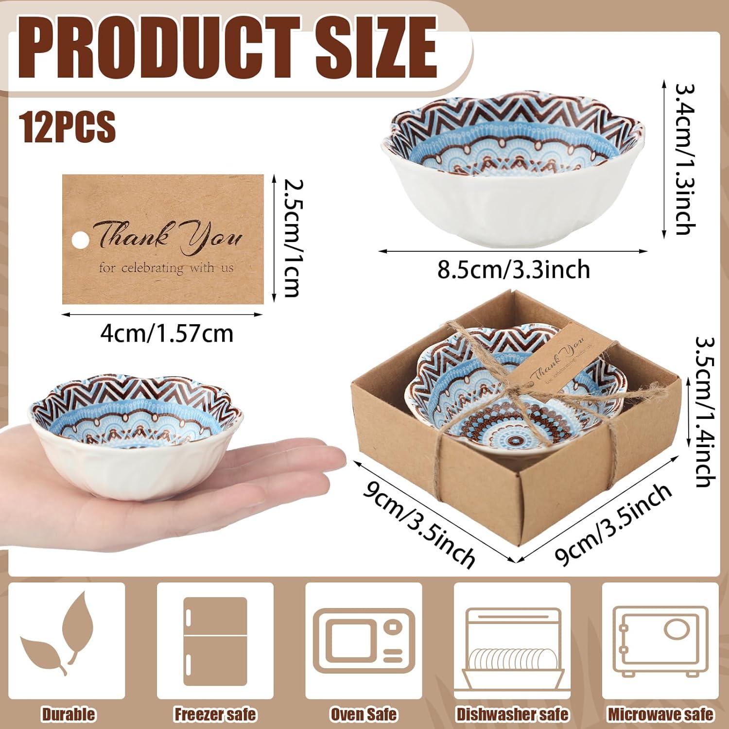 Juego de 12 Tazones de Cerámica Bohemios Yoande 8.4 cm