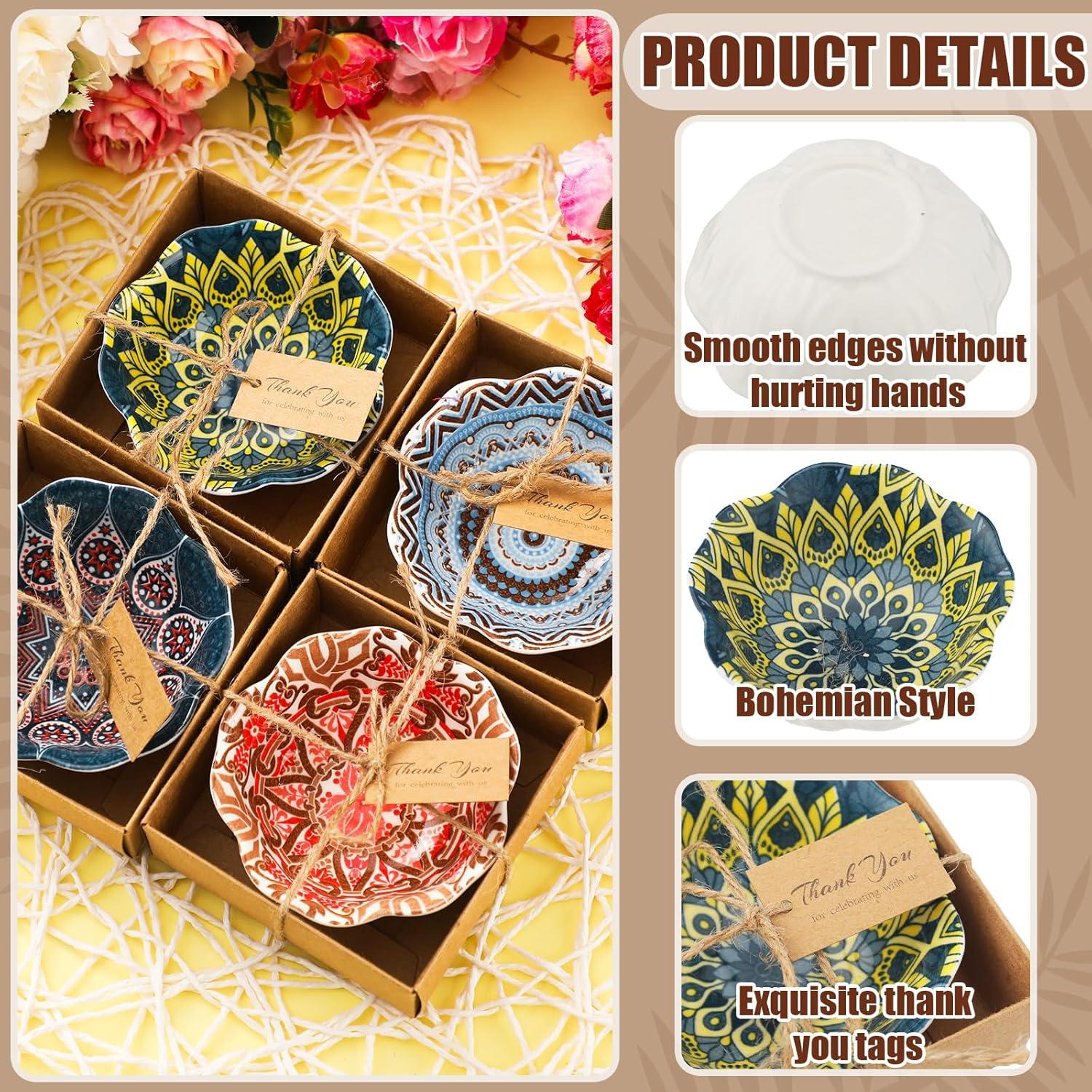 Juego de 12 Tazones de Cerámica Bohemios Yoande 8.4 cm