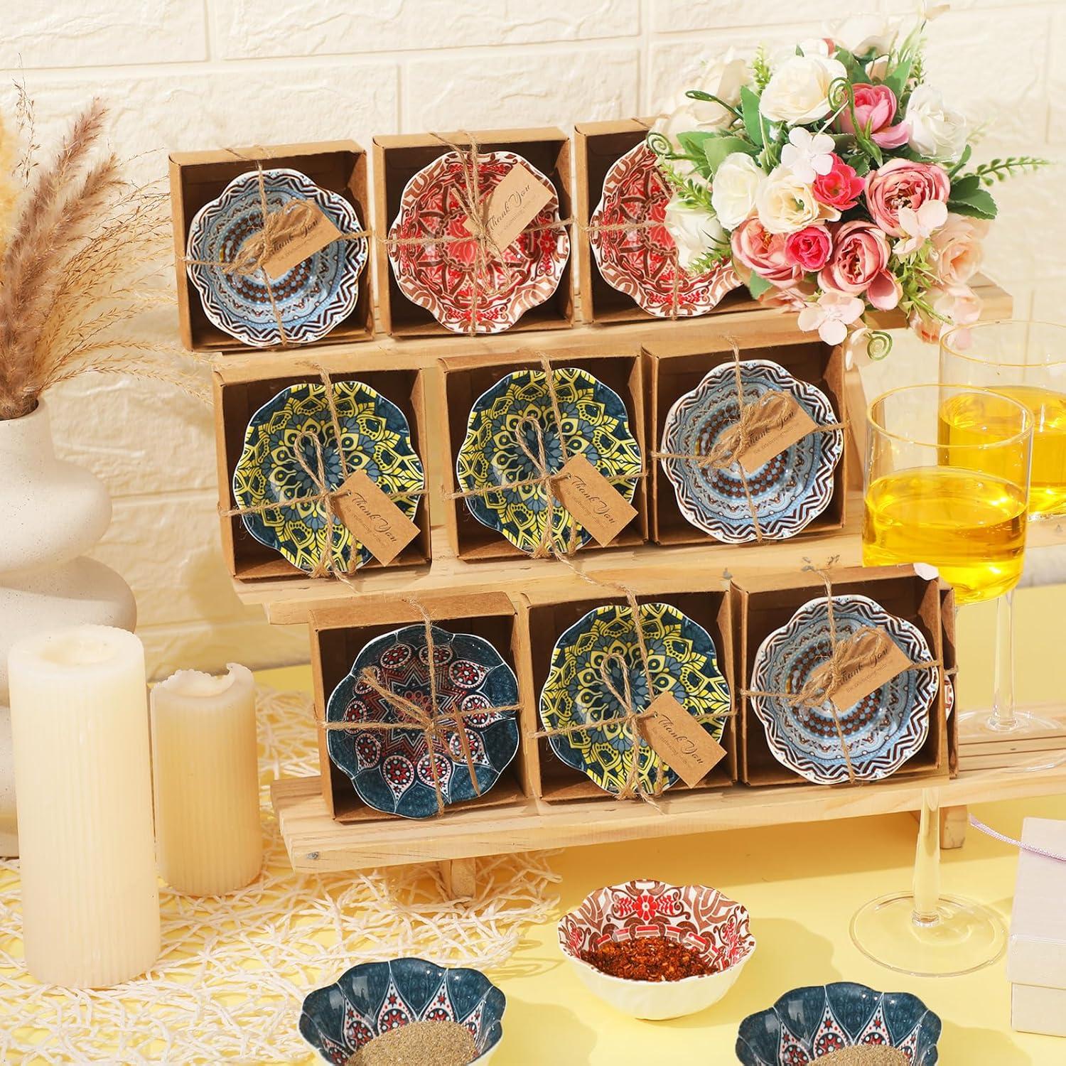 Juego de 12 Tazones de Cerámica Bohemios Yoande 8.4 cm