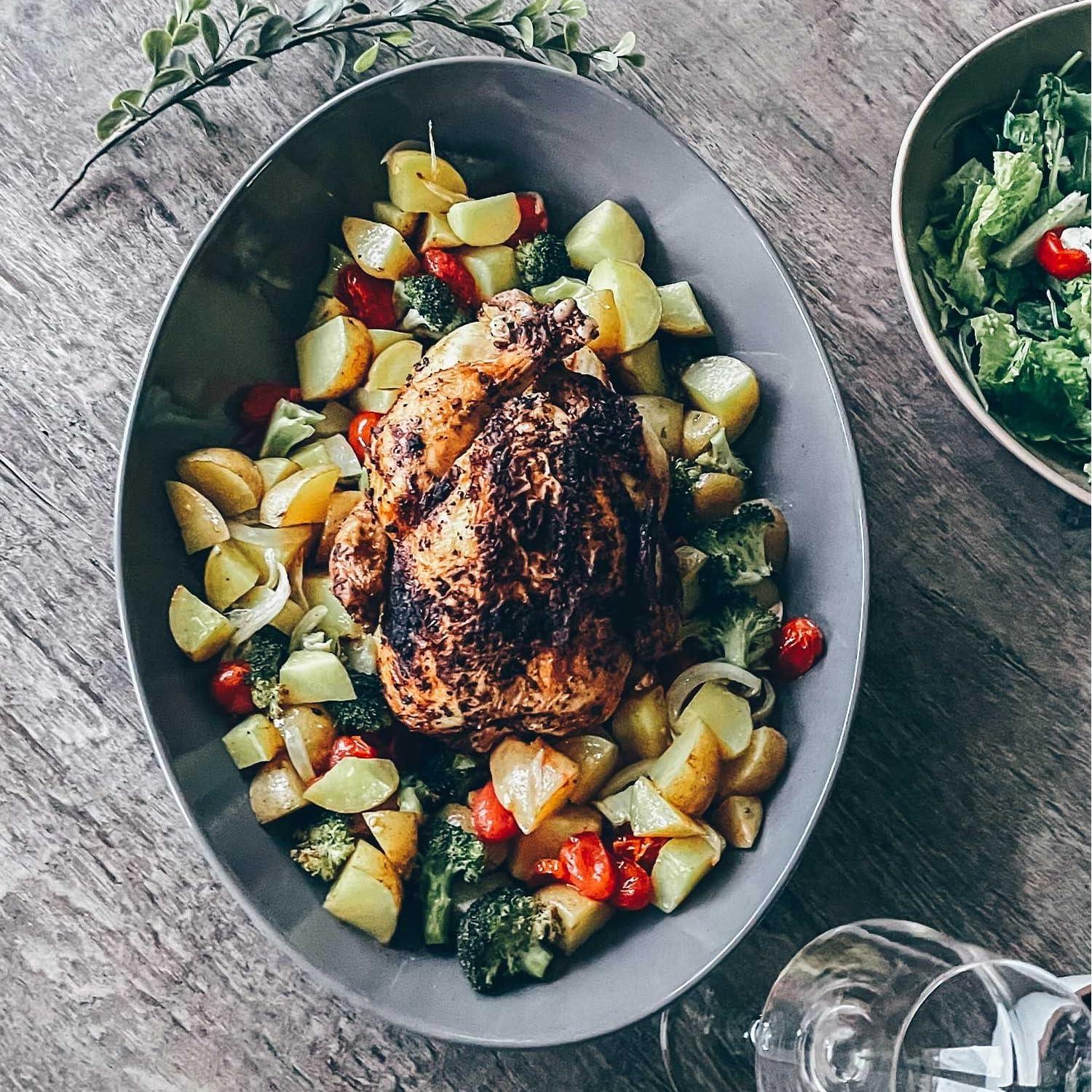 Set de 2 Platos Ovalados Mora Cerámica 34.3 cm y 30 cm