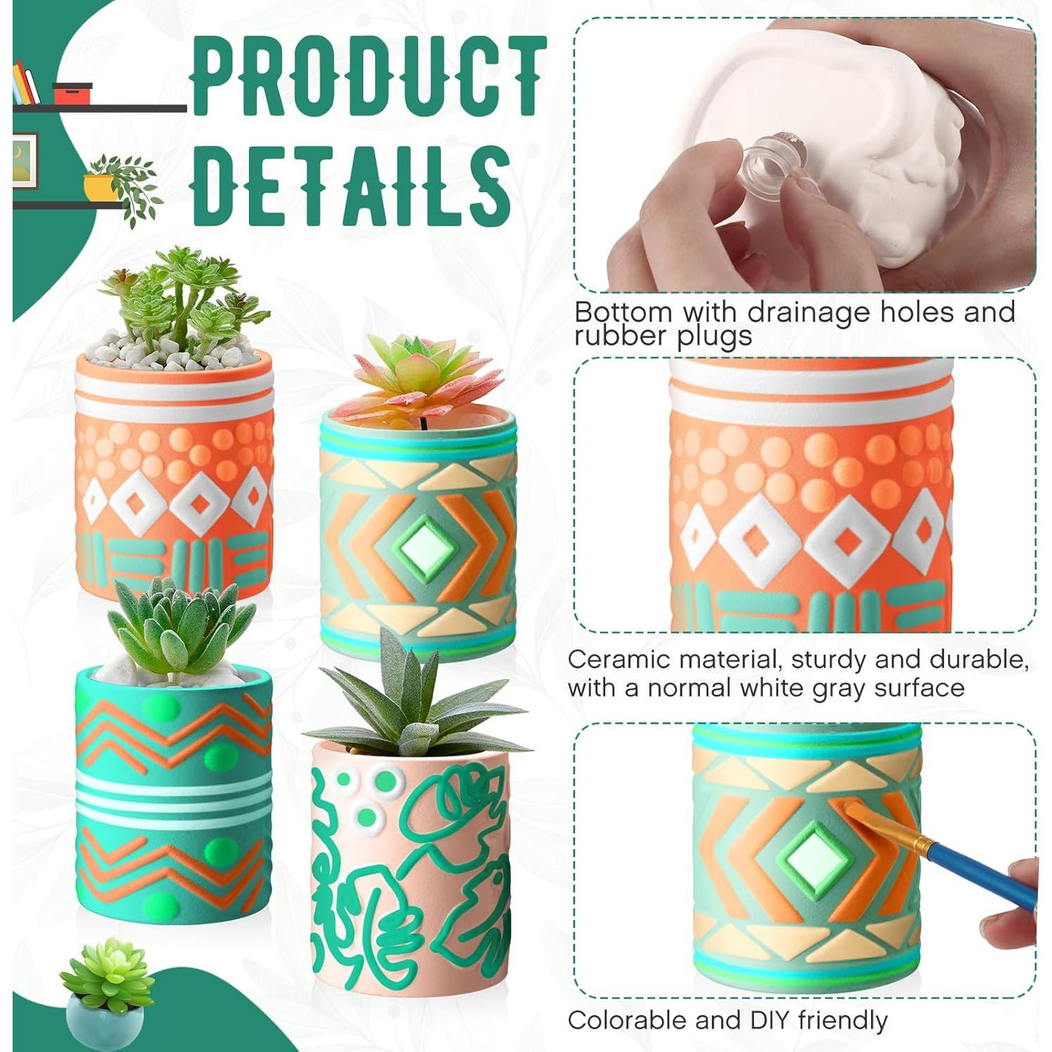 Kit de Pintura de Macetero DIY SiliFine - 8 Macetas Cerámicas