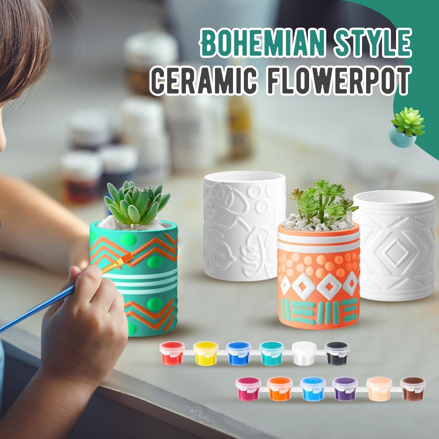 Kit de Pintura de Macetero DIY SiliFine - 8 Macetas Cerámicas