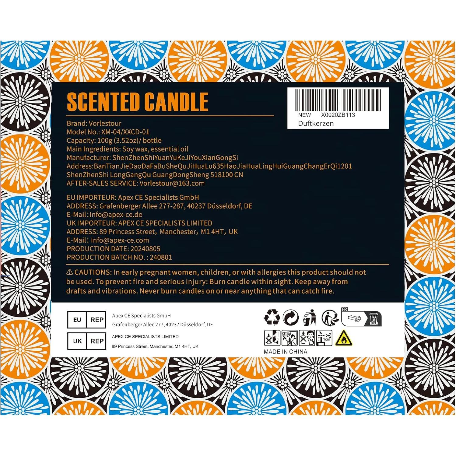 Conjunto de Velas Aromáticas Vorlestour 4 Pack Soja 100g