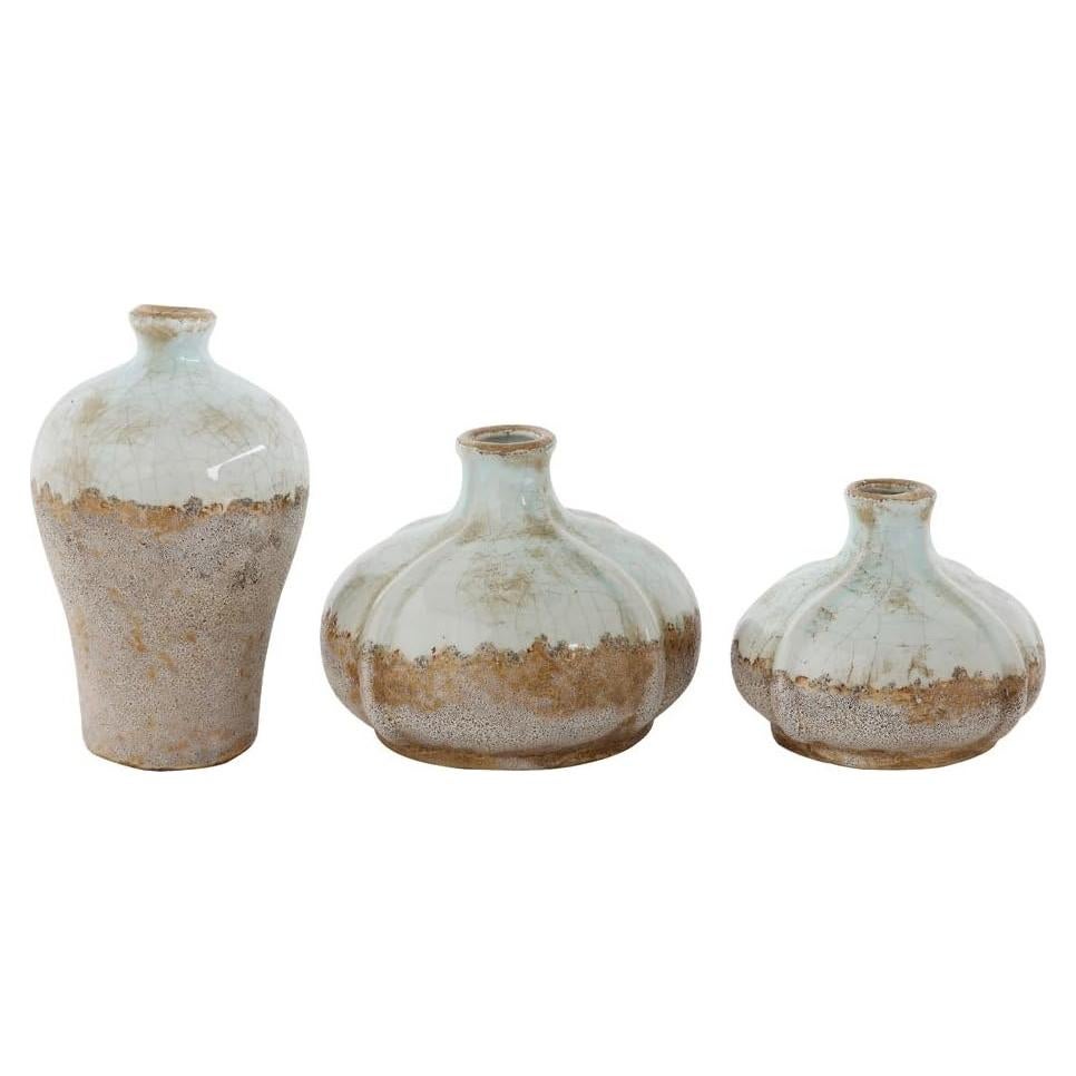 Juego de 3 Jarrones de Terracota Envejecidos Creative Co-Op