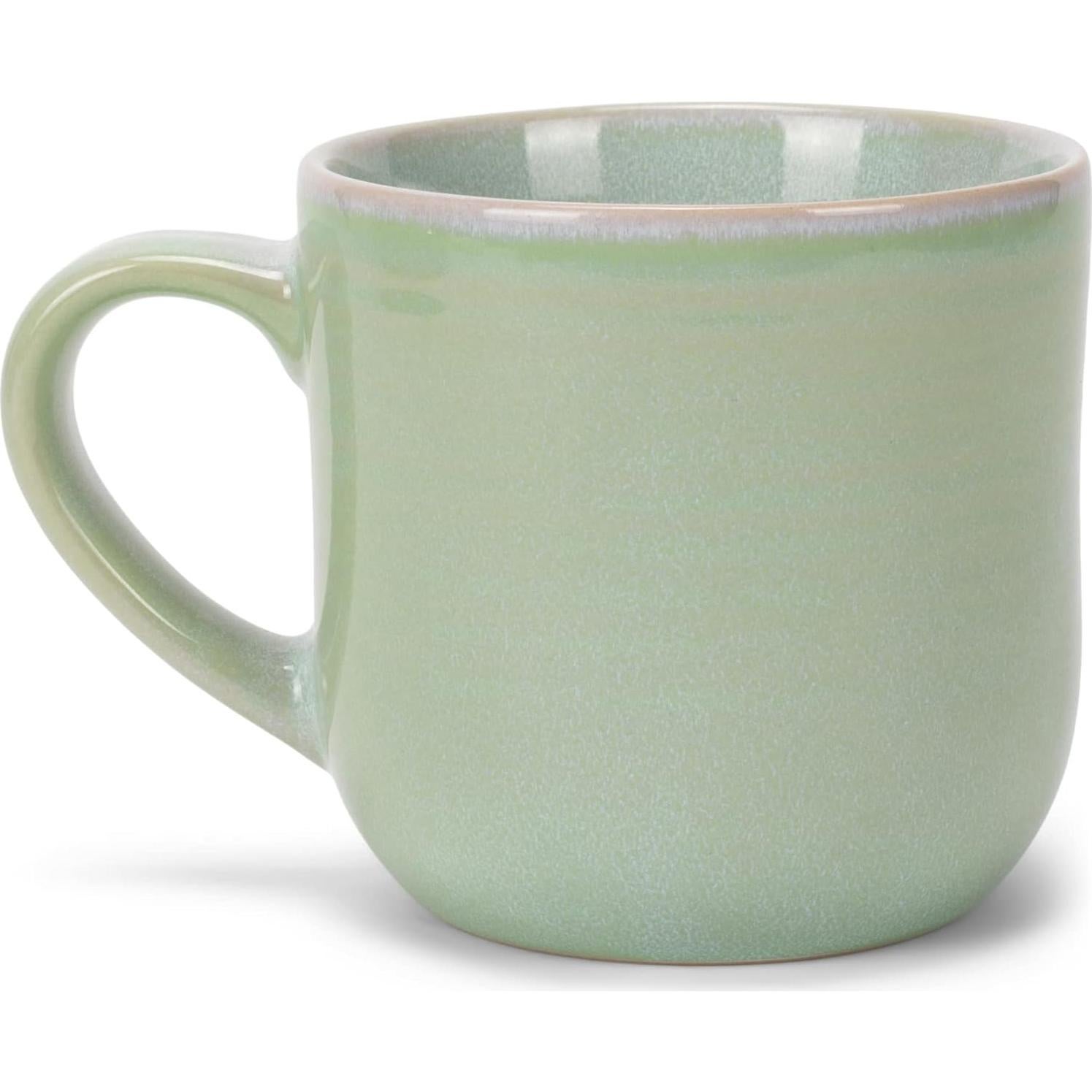 Elanze Designs Glossy Reactive Glaze Large 17 Fluid Ounce Everyday Kitchen Food Grade Ceramic Stoneware Coffee Mug Cup with Comfort Curved Handles, Set of 4, Seafoam Mint Green