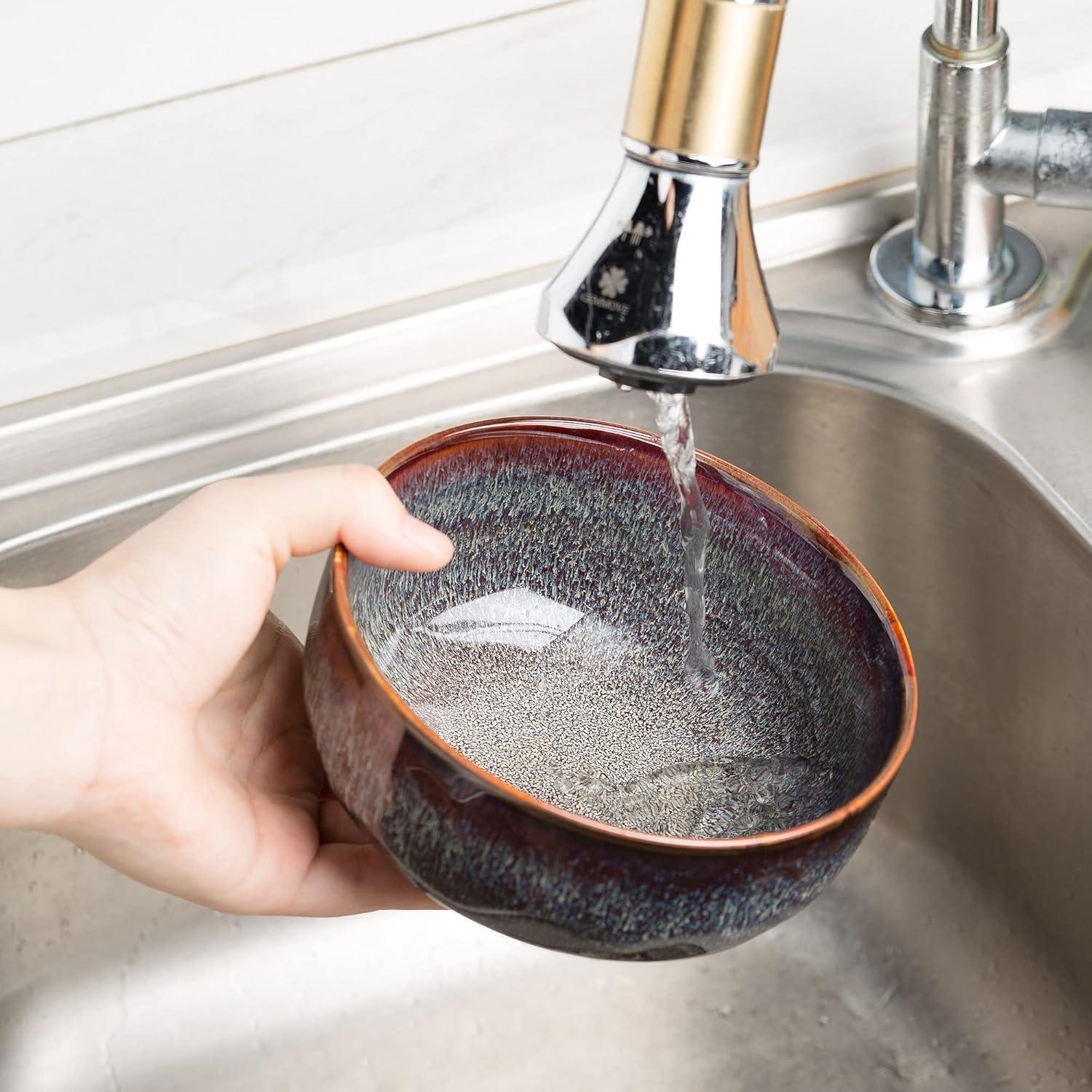 Juego de 2 Cuencos de Cerámica KYBSCZ 22 Onzas Marrón Caramelo