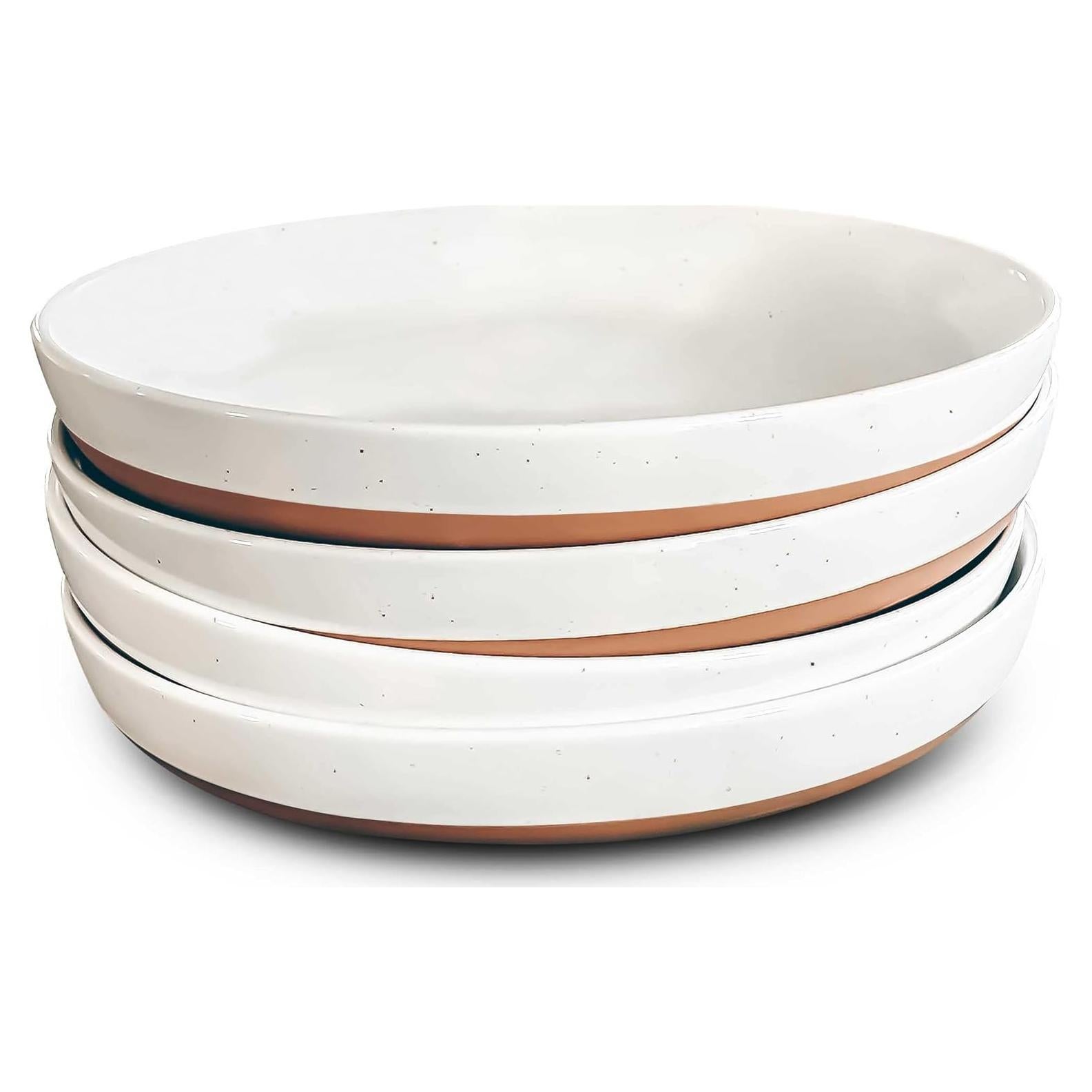 Juego de 4 Tazones de Cerámica Mora 1.04L Blanco Vainilla