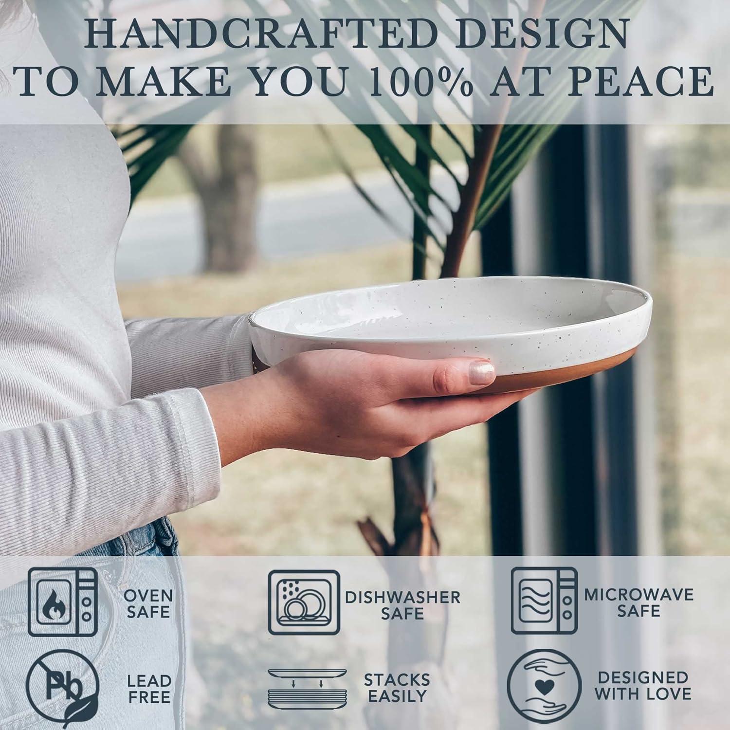 Juego de 4 Tazones de Cerámica Mora 1.04L Blanco Vainilla