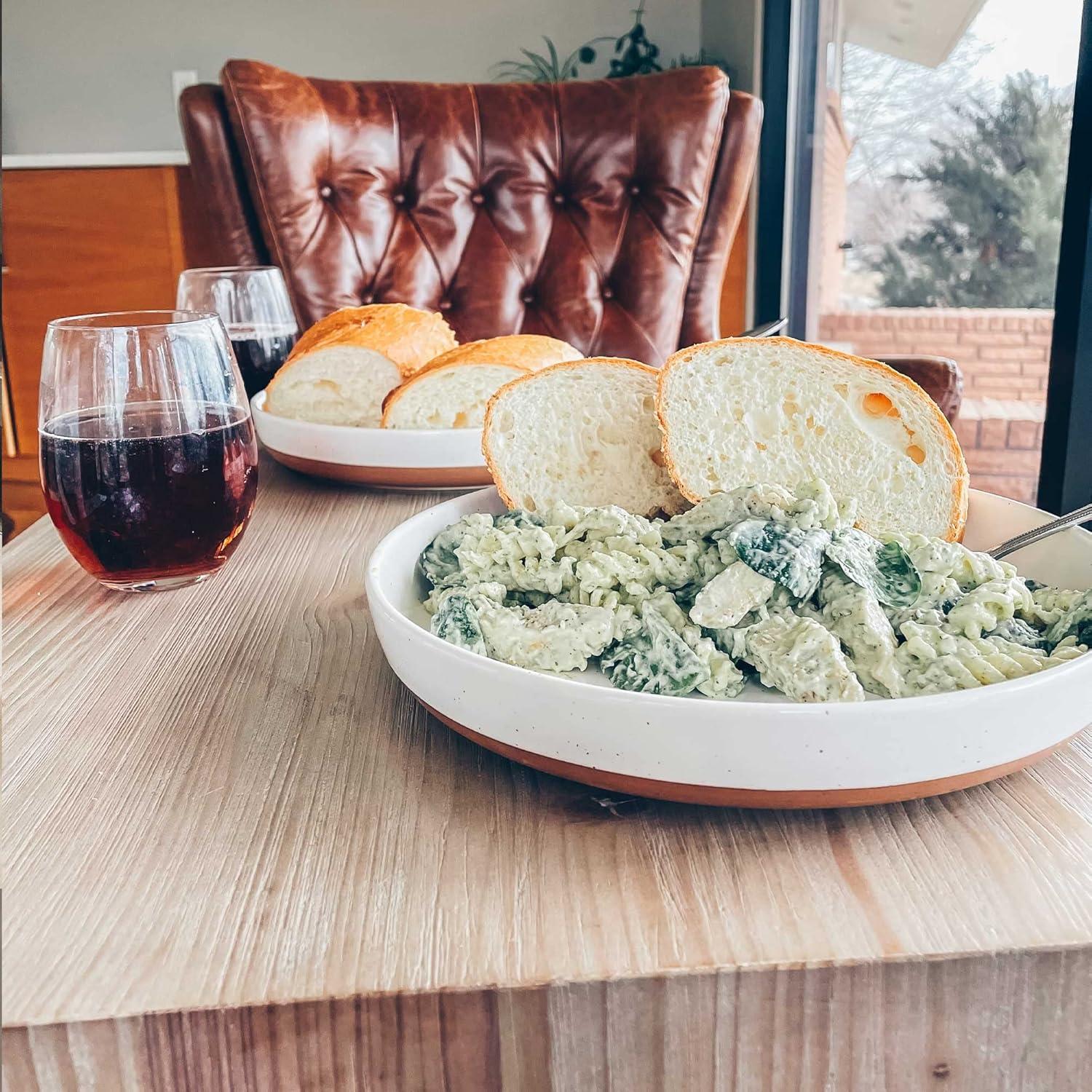 Juego de 4 Tazones de Cerámica Mora 1.04L Blanco Vainilla