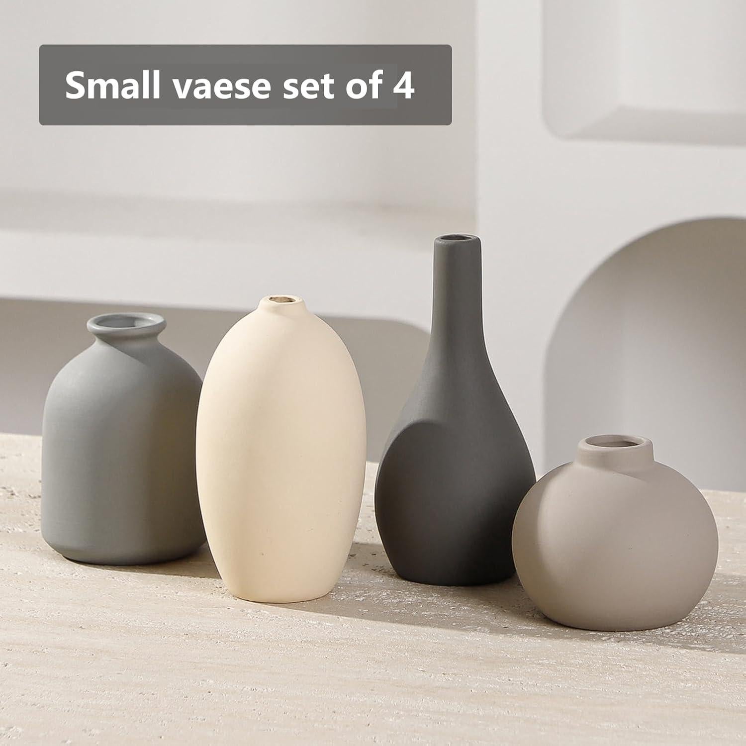 Juego de 4 Jarrones de Cerámica Tuioyoc Multicolor 8-16 cm