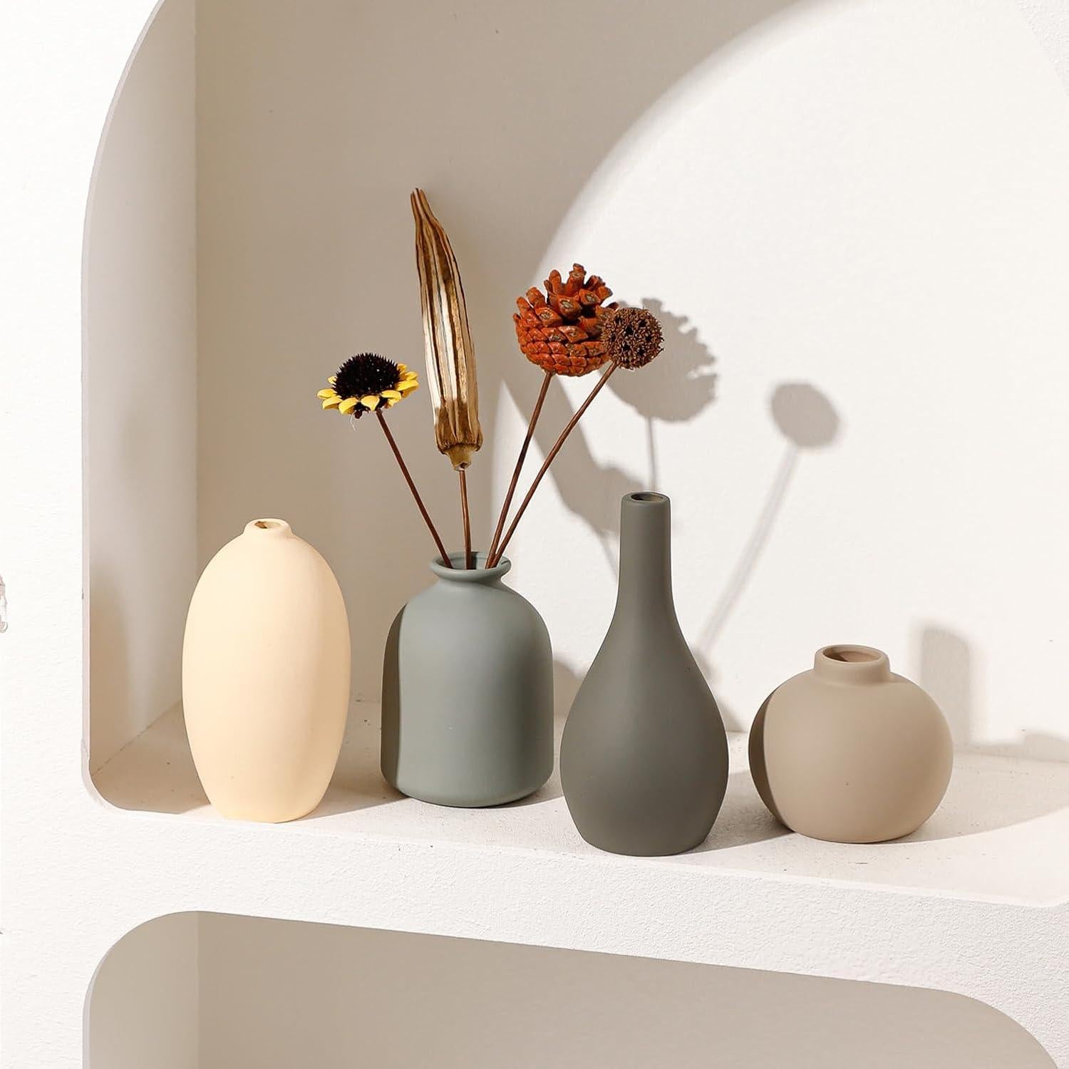 Juego de 4 Jarrones de Cerámica Tuioyoc Multicolor 8-16 cm