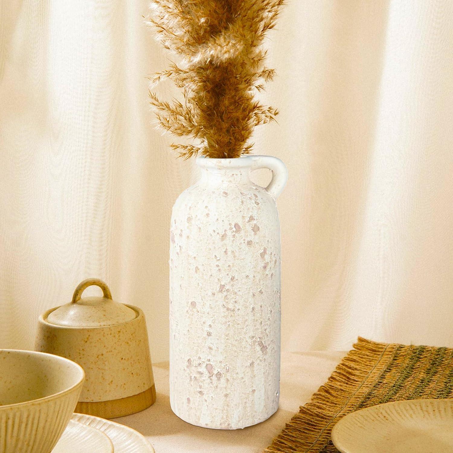 Juego de 3 Jarrones de Cerámica Xunsiga Rústicos Blancos