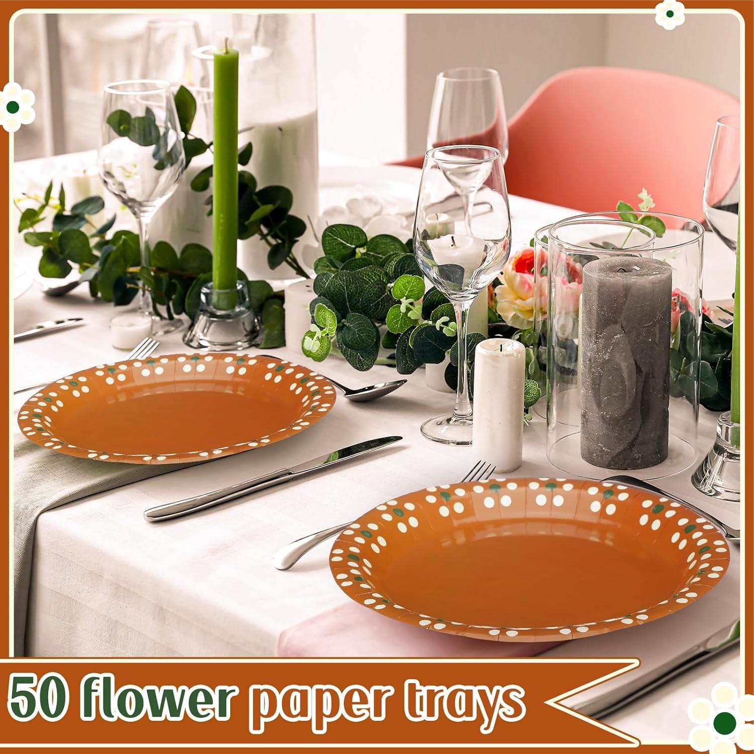 Platos Desechables de Papel Yungyan 23 cm - 100 Piezas Floral