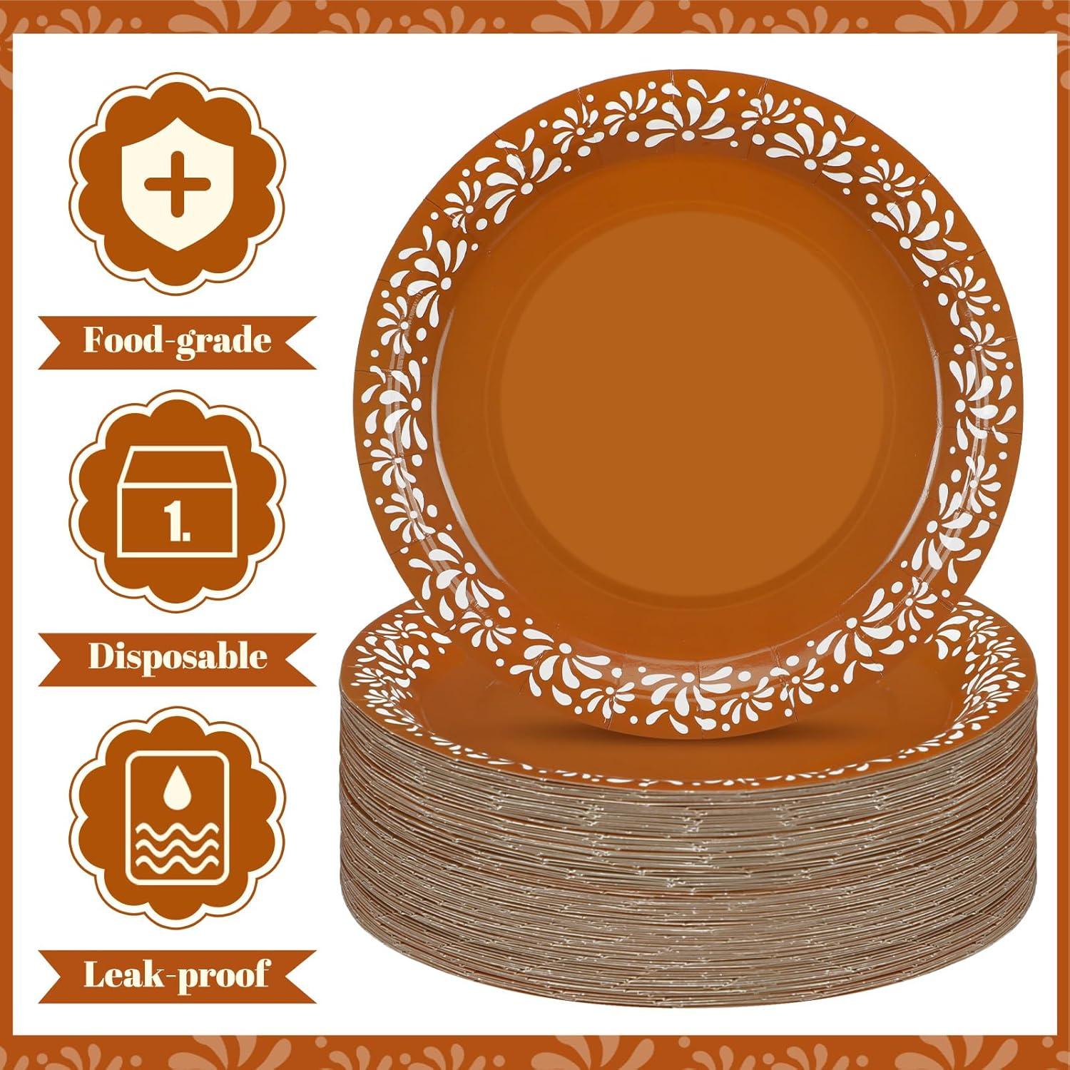 Platos Desechables Mexicanos Yungyan 100 Pcs 23 cm Floral