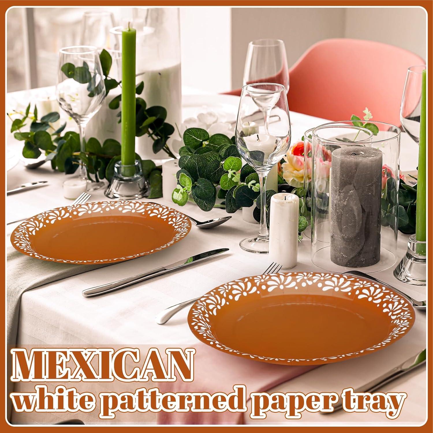 Platos Desechables Mexicanos Yungyan 100 Pcs 23 cm Floral