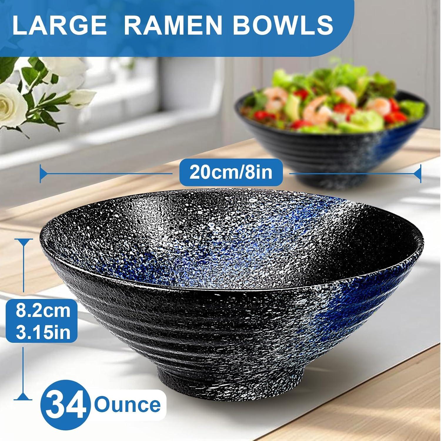 Juego de 2 Tazones de Ramen Cerámica YTLEMON 1000ml Azul