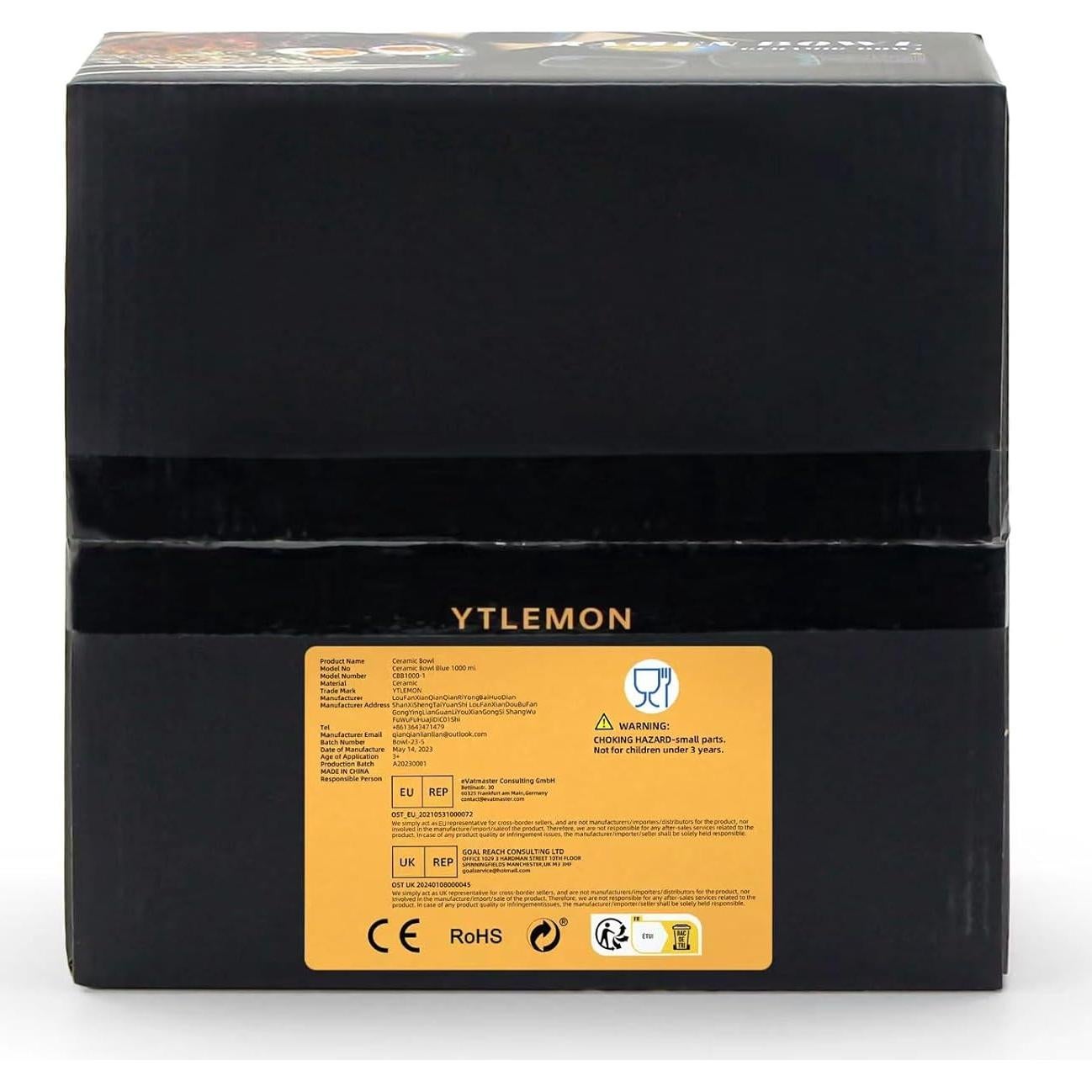 Juego de 2 Tazones de Ramen Cerámica YTLEMON 1000ml Azul