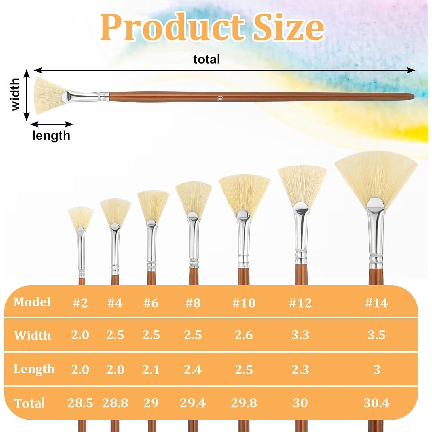 Juego de 7 Pinceles de Abanico TIESOME con Mango de Madera