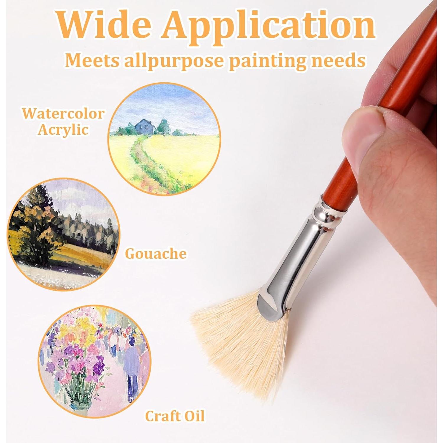 Juego de 7 Pinceles de Abanico TIESOME con Mango de Madera