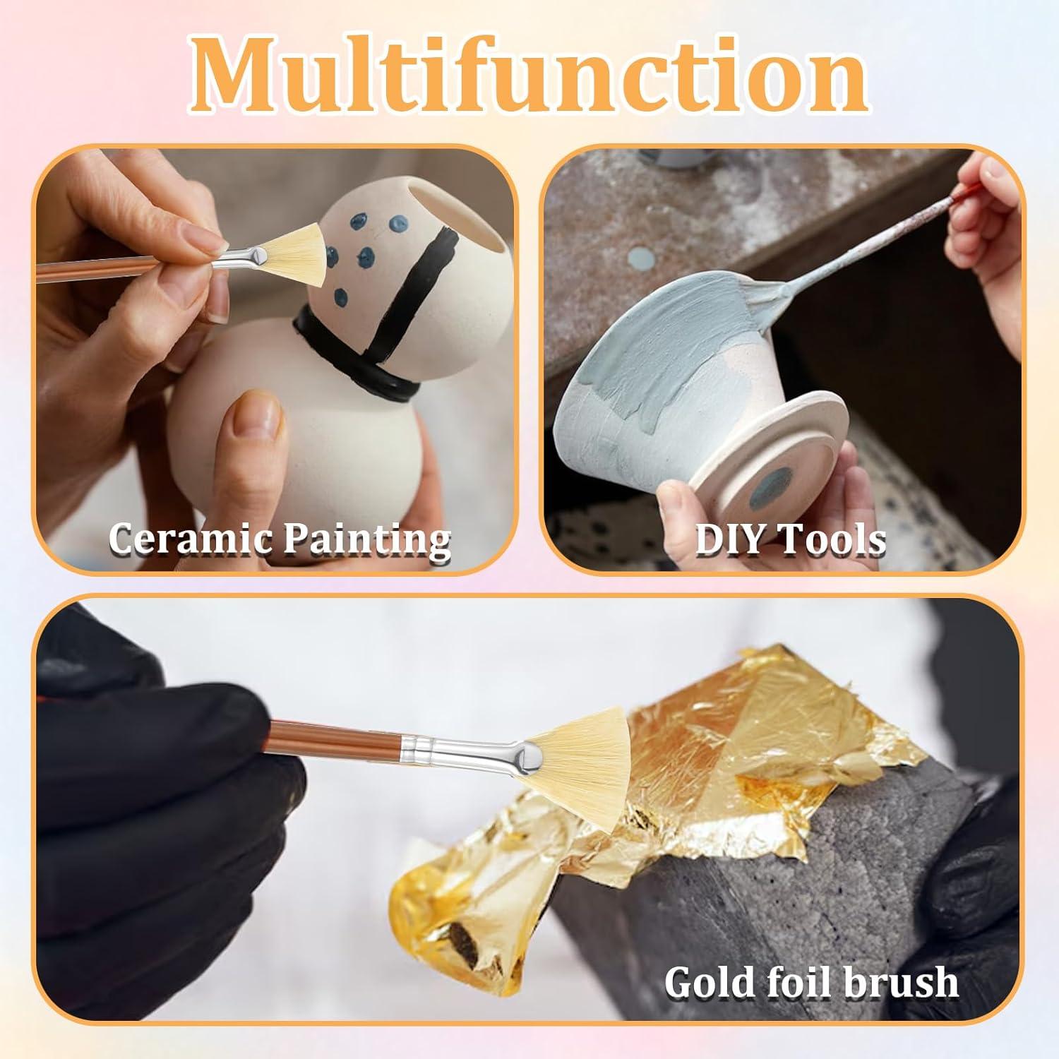 Juego de 7 Pinceles de Abanico TIESOME con Mango de Madera