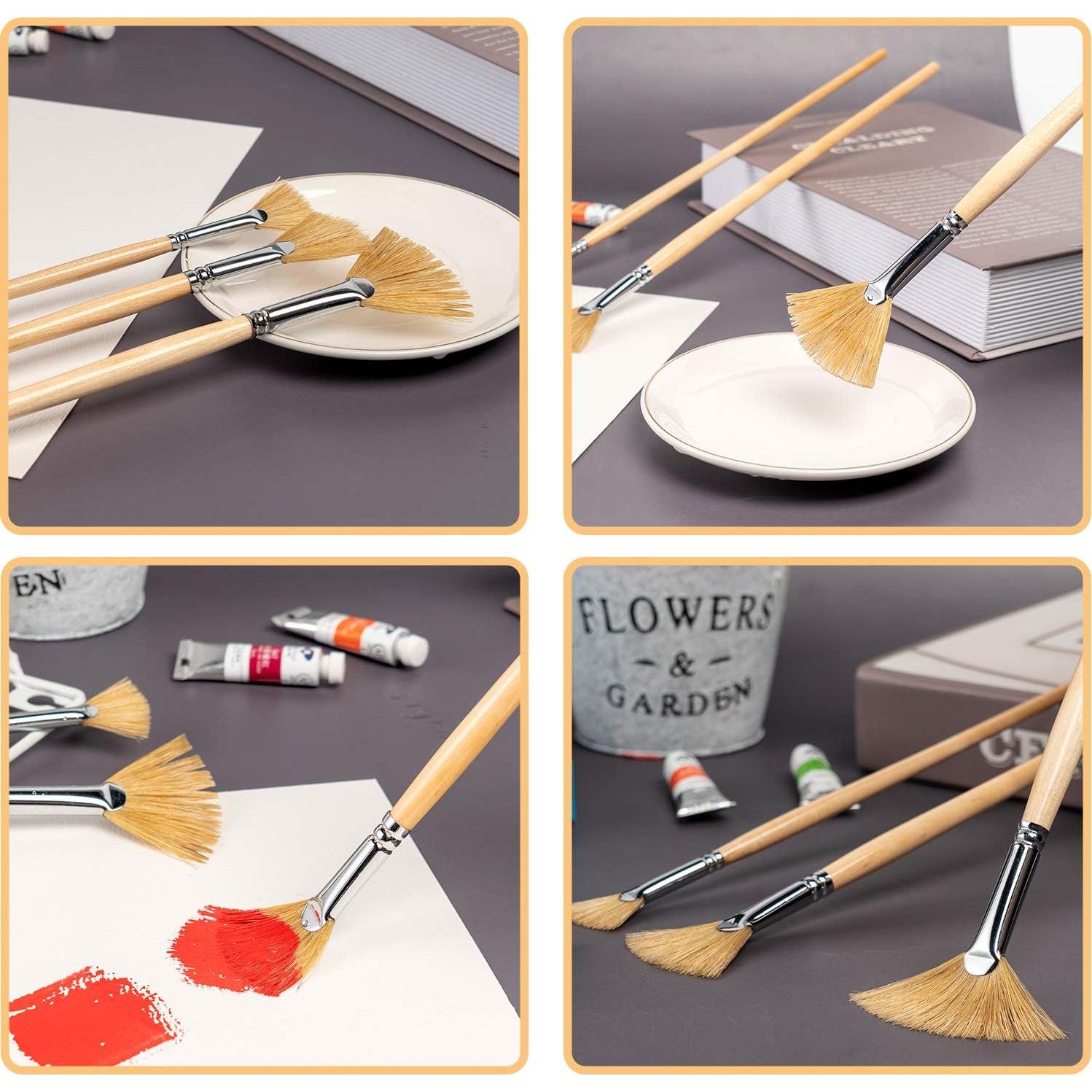 Juego de Pinceles de Pintura Golden Maple - 6 Piezas de Cerda de Jabalí