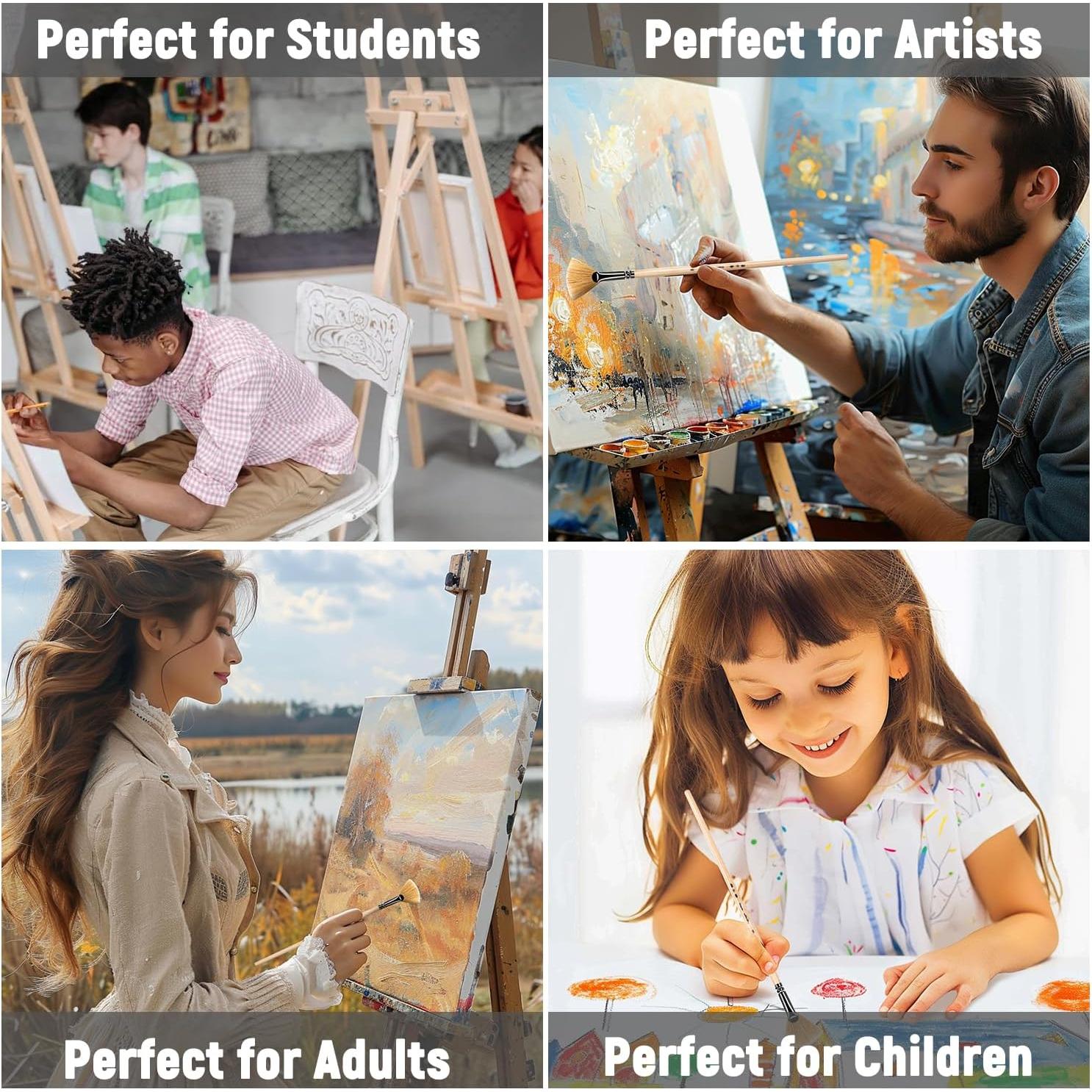 Juego de Pinceles de Pintura Golden Maple - 6 Piezas de Cerda de Jabalí