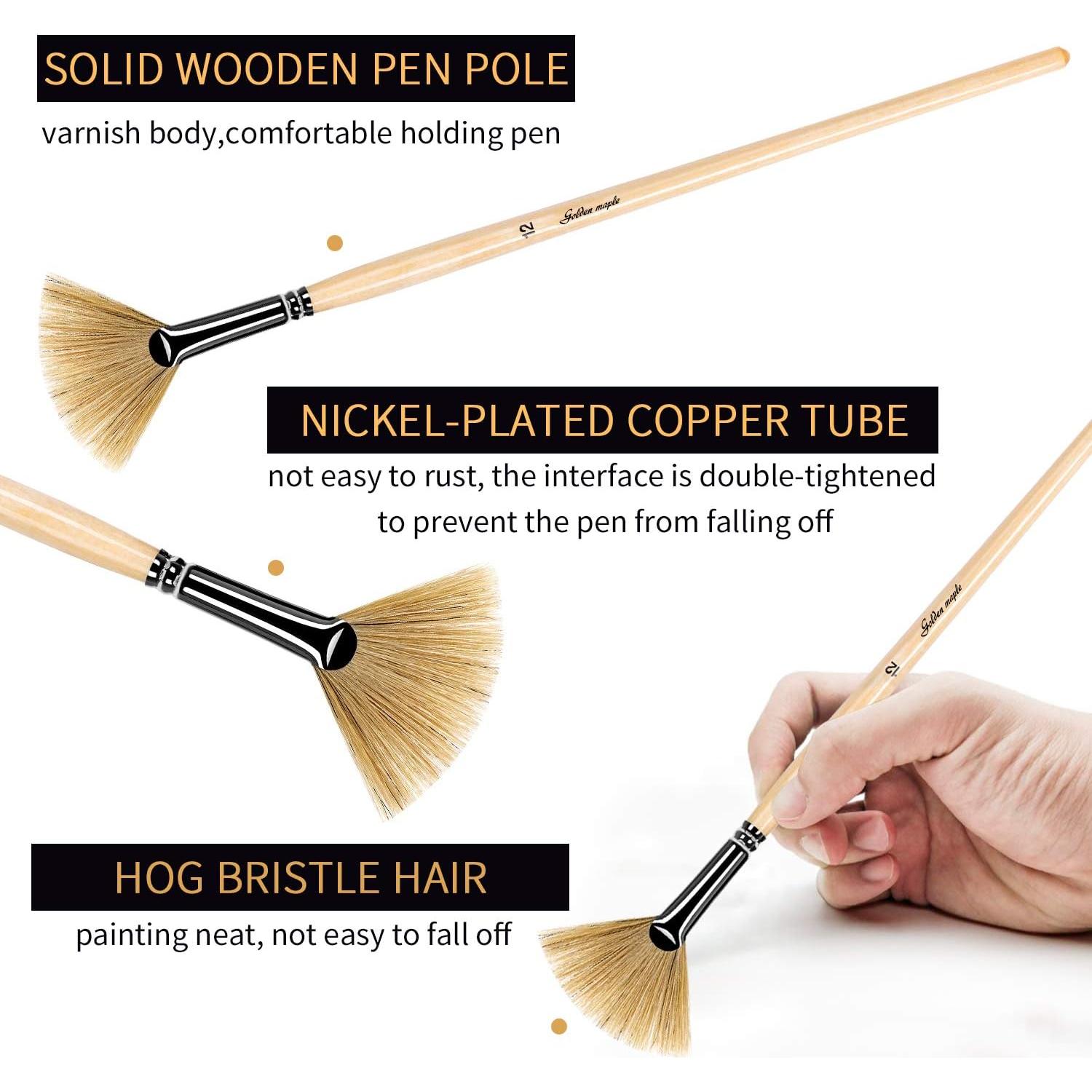 Juego de Pinceles de Pintura Golden Maple - 6 Piezas de Cerda de Jabalí