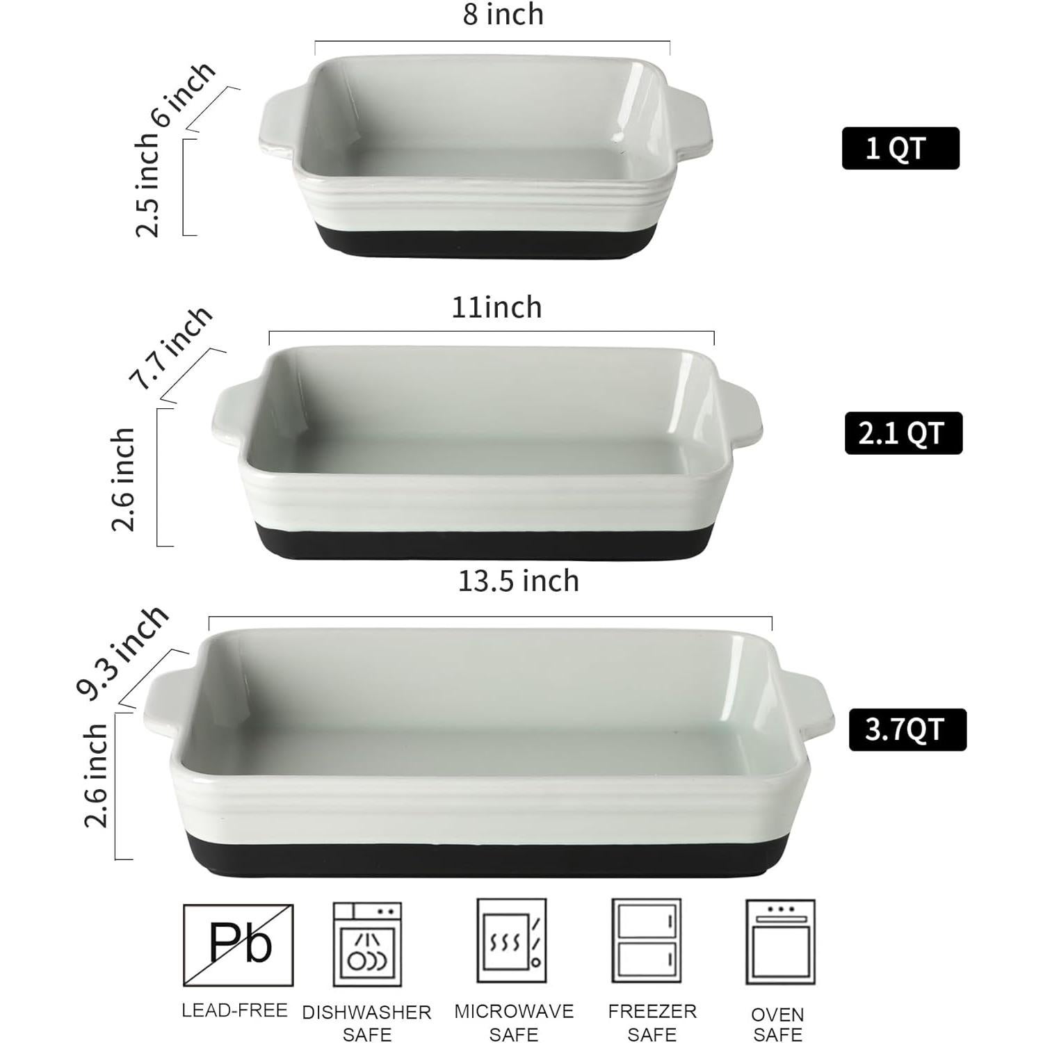 Juego de Fuentes para Hornear HVH Cerámica Negra 3 Piezas
